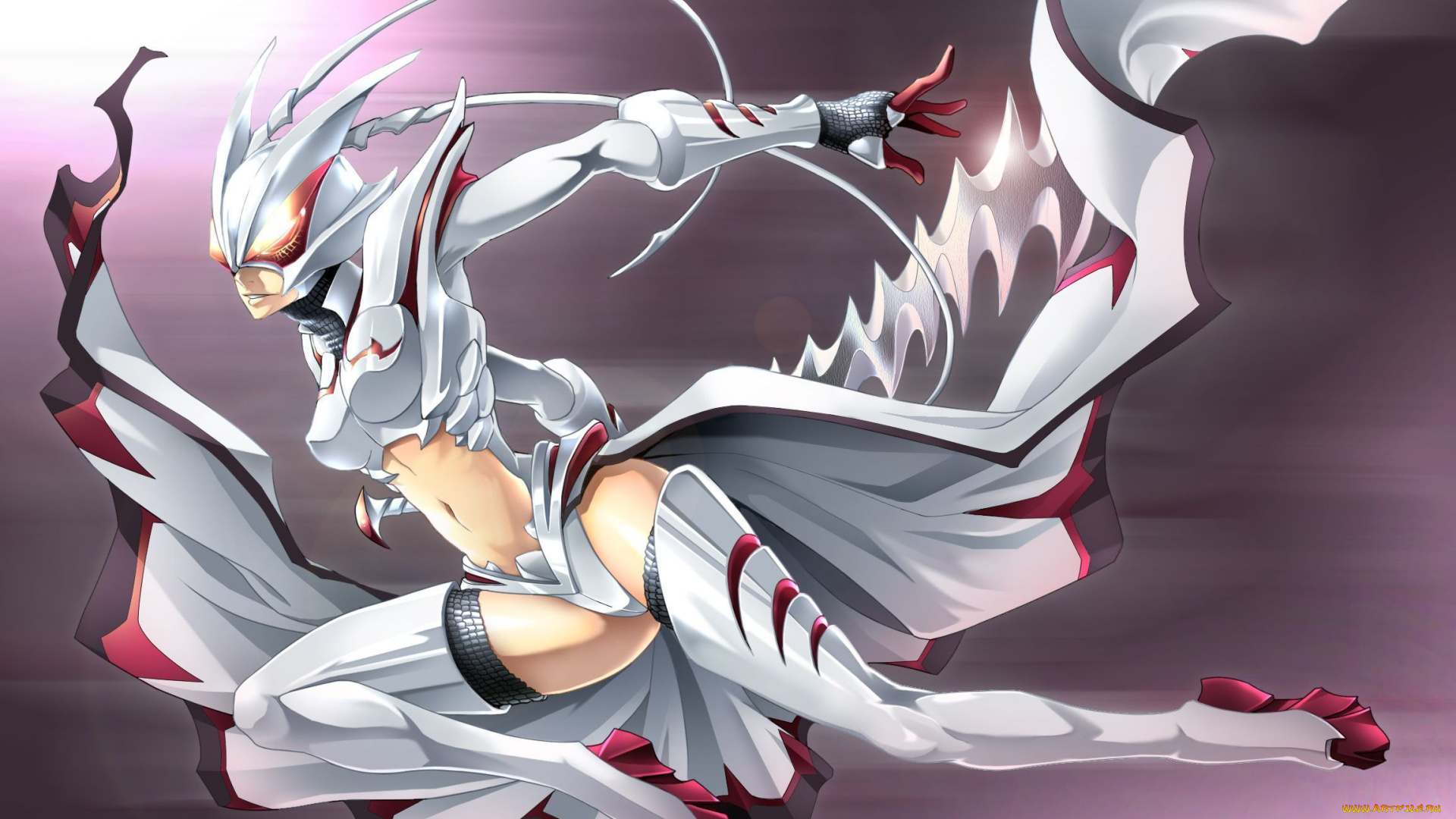 аниме, weapon, blood, technology, полет, костюм, девушка, минимализм