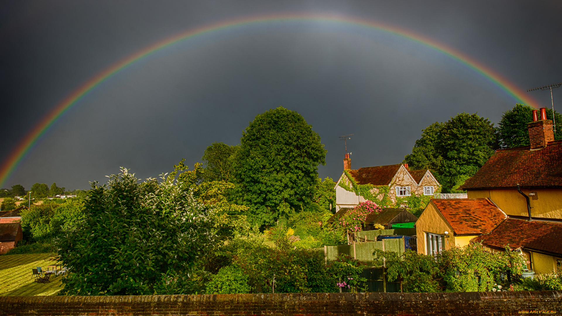 города, пейзажи, радуга, англия