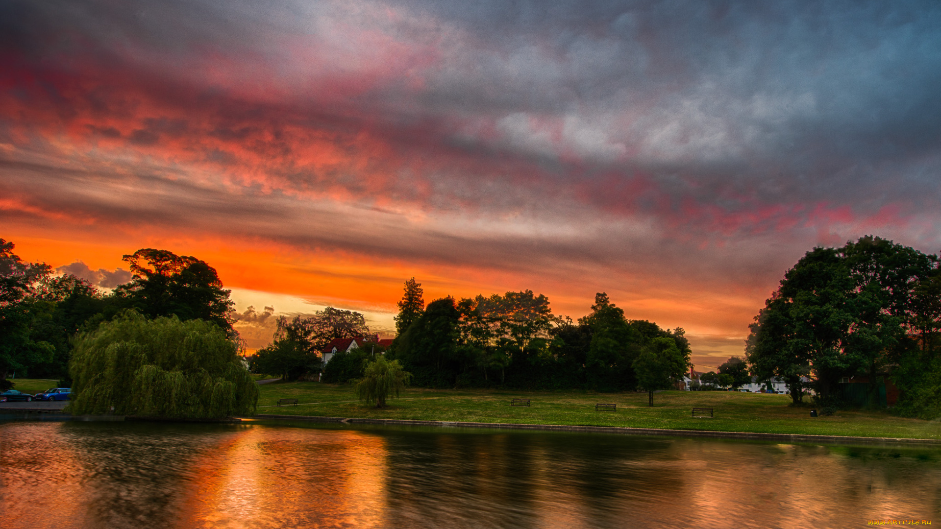 природа, реки, озера, вечер