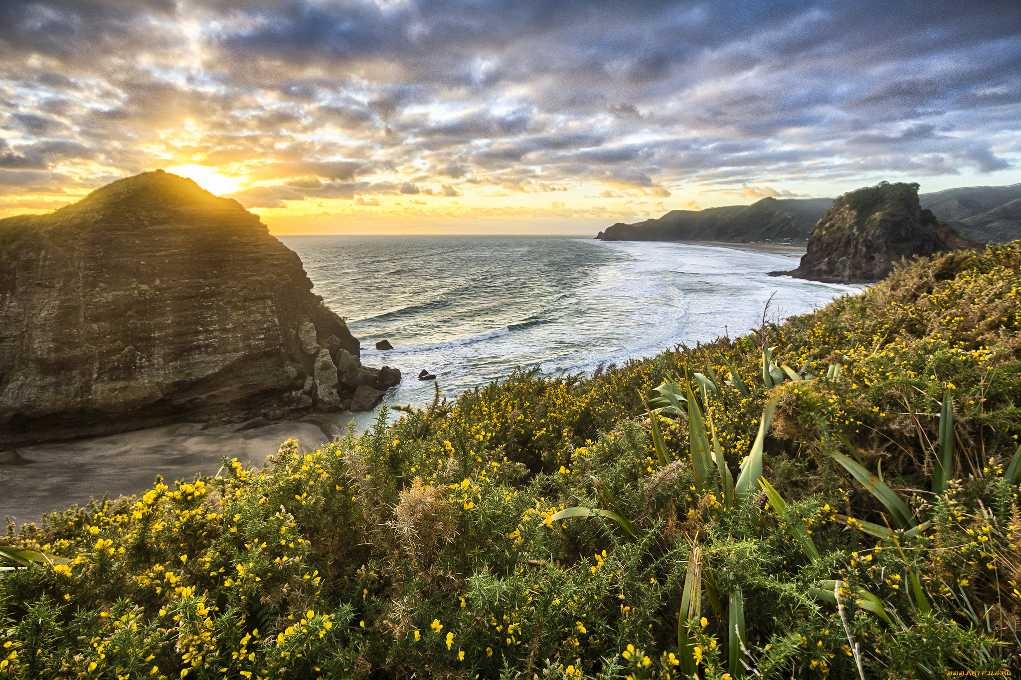 природа, побережье, солнце, океан