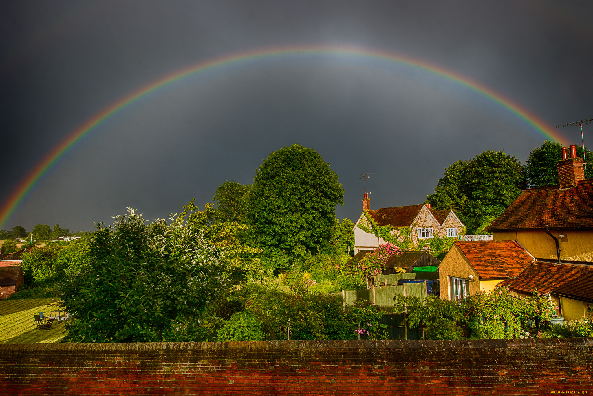 города, пейзажи, радуга, англия
