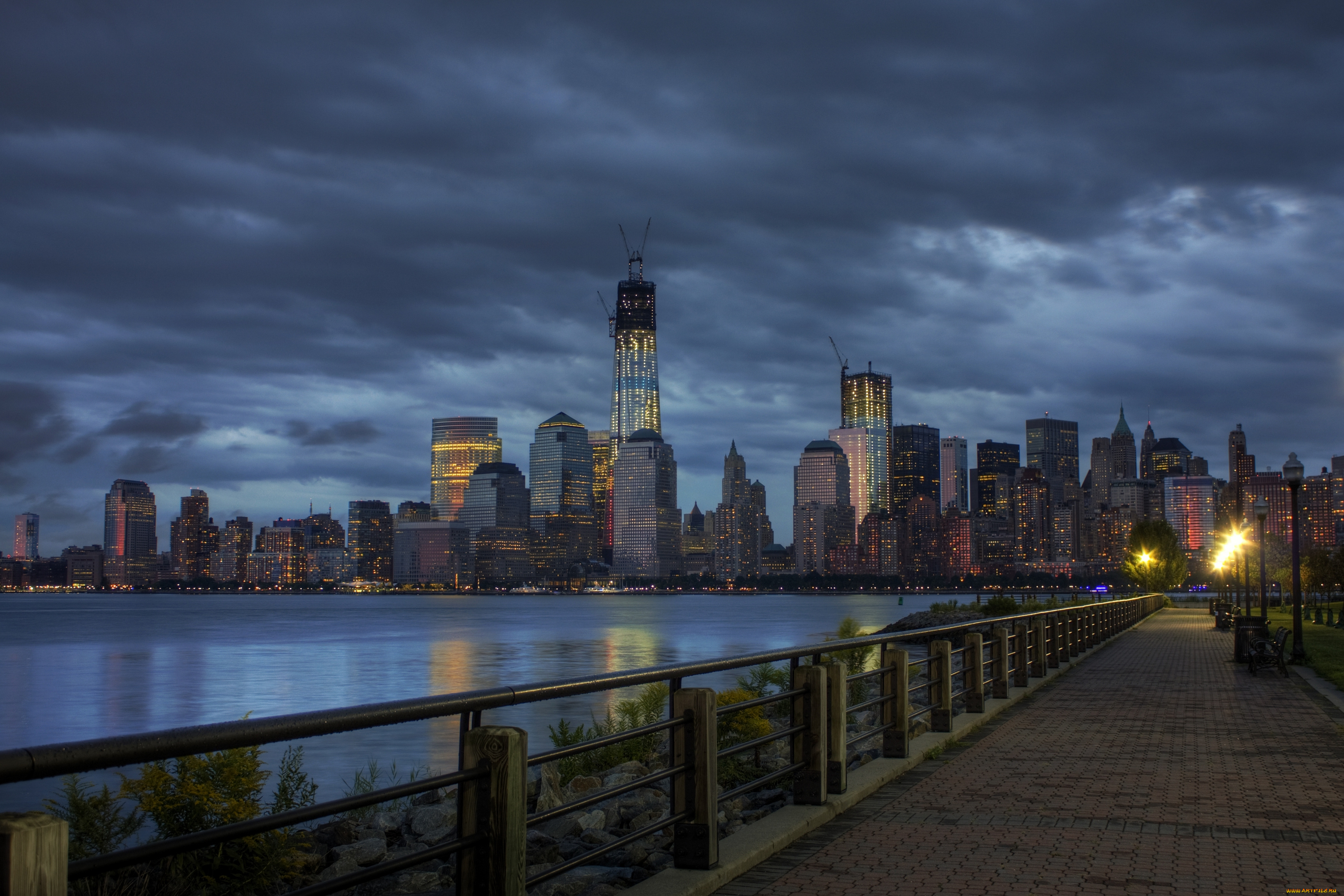 города, нью, йорк, сша, мост