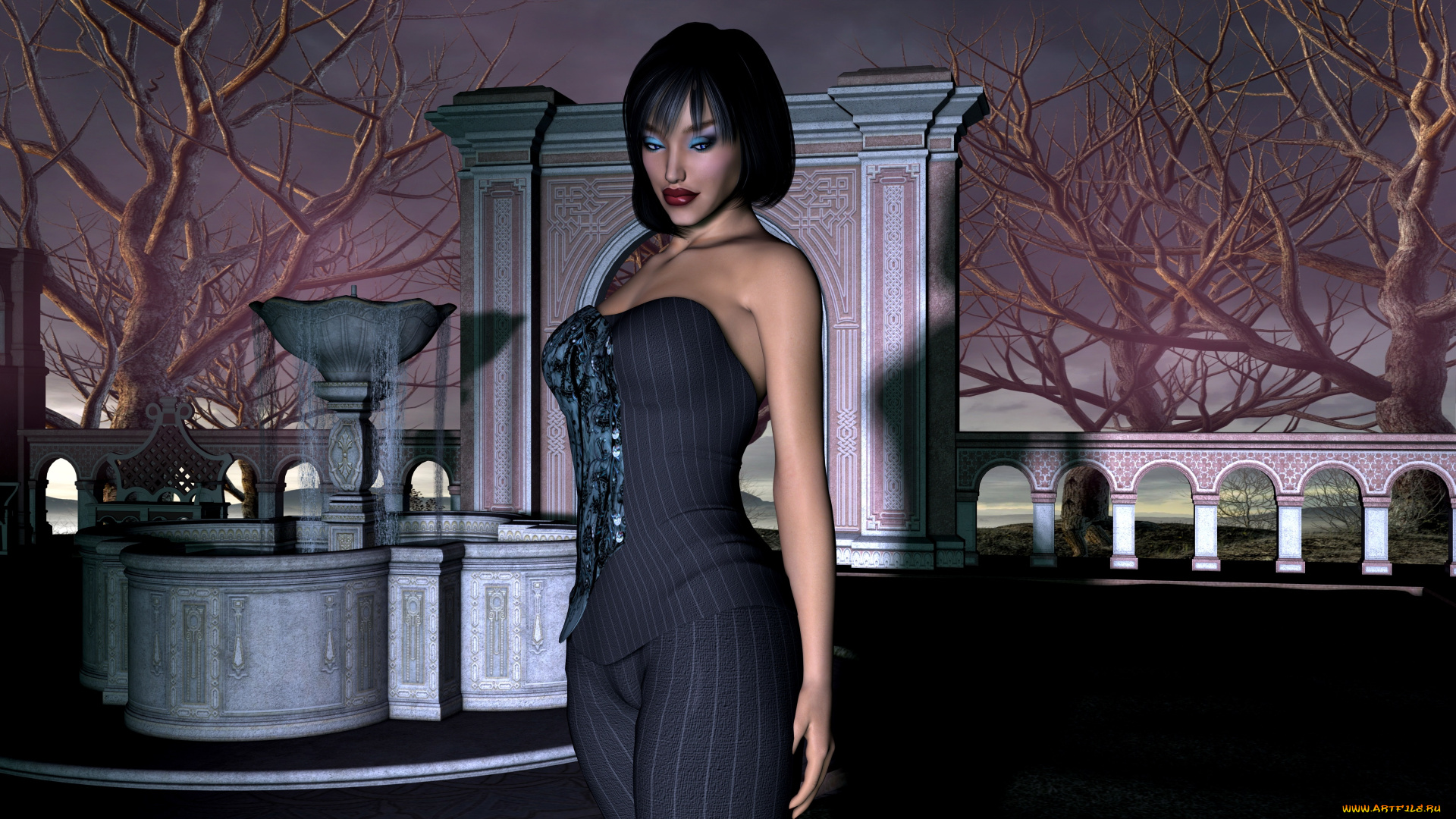 3д, графика, people, люди, девушка, платье