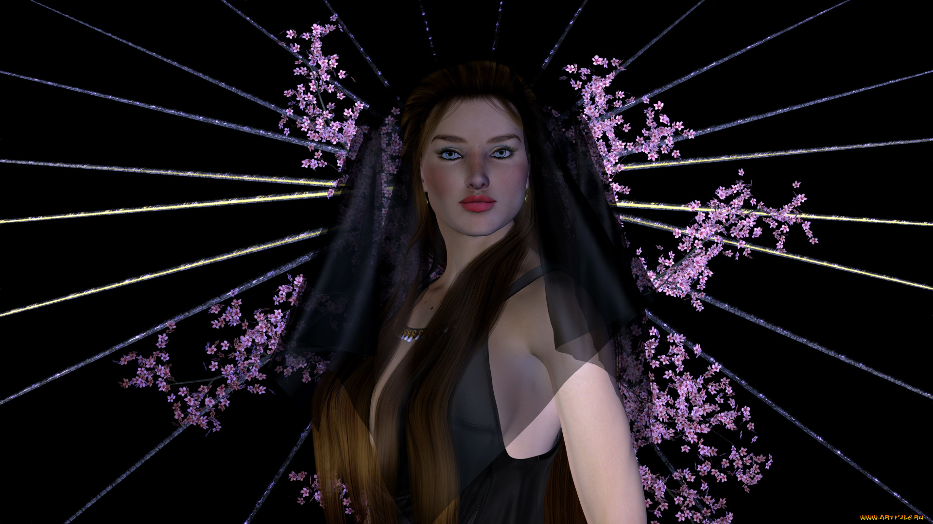 3д, графика, people, люди, девушка, сакура