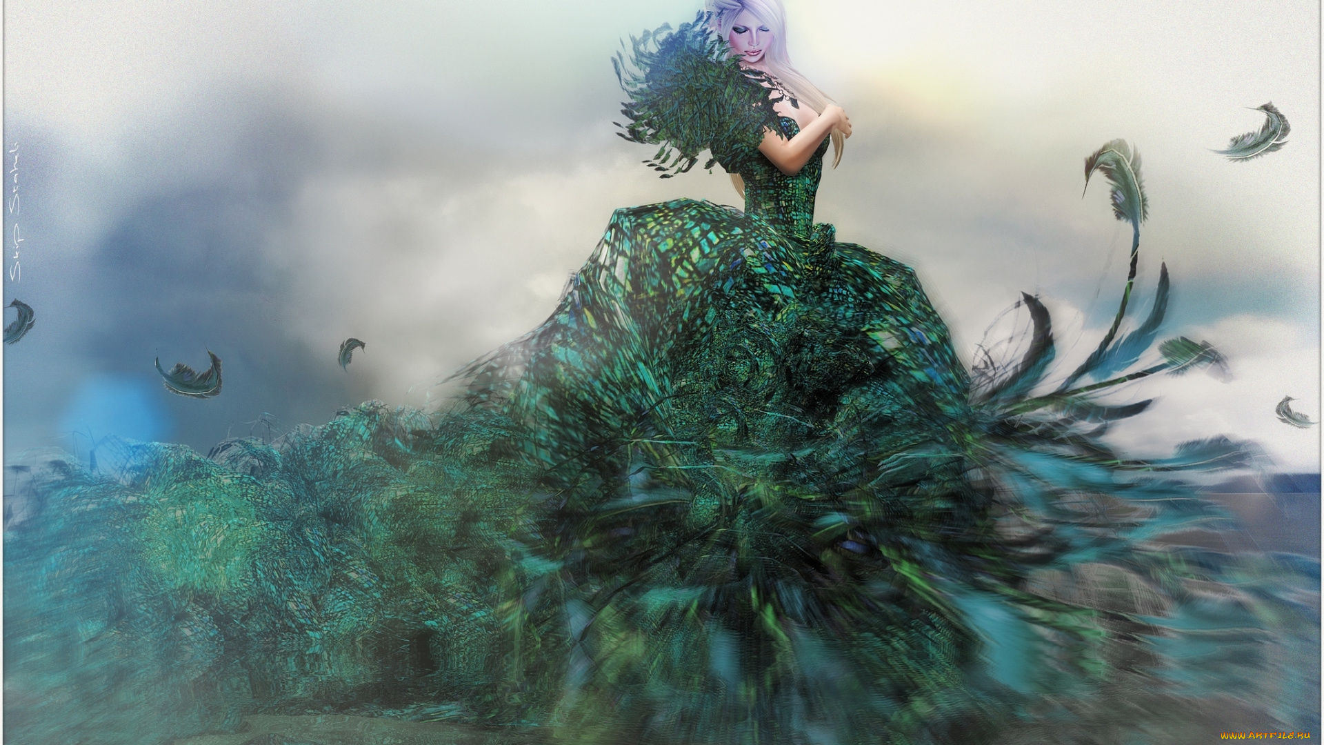 3д, графика, people, люди, платье