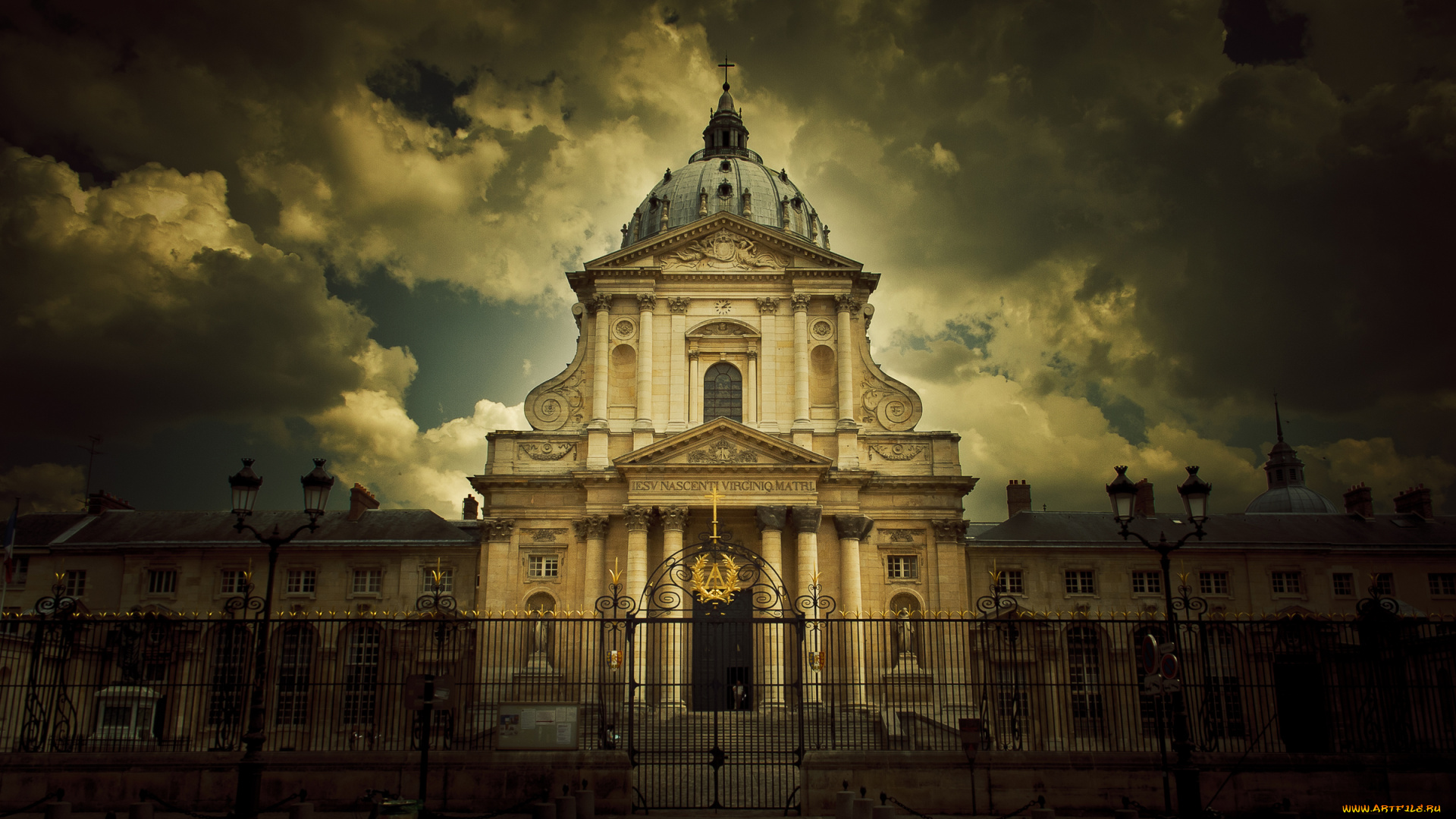 франция, иль, де, франс, париж, города, тучи, ограда, дворец