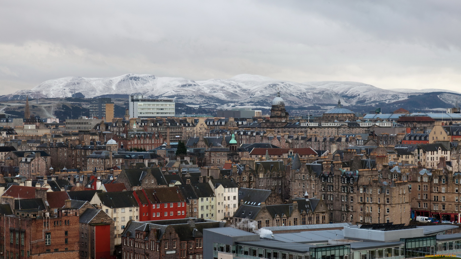 города, эдинбург, шотландия, дороги, дома, панорама