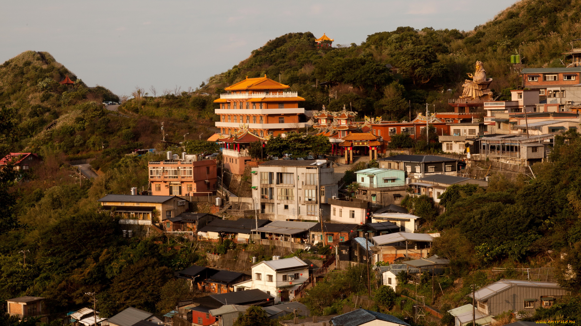 города, здания, дома, растения, taiwan, горы