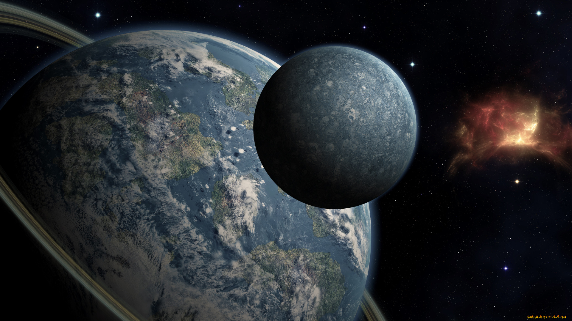 космос, арт, планеты