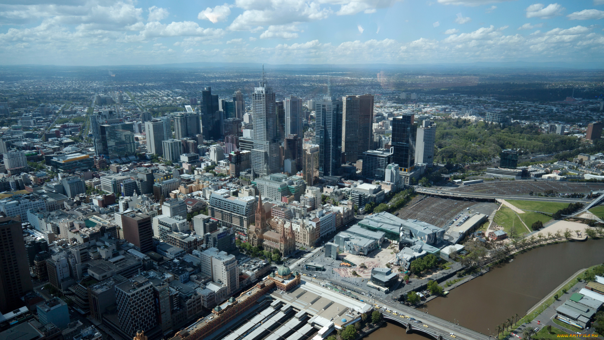 мельбурн, австралия, города, панорамы, панорама, дороги, дома