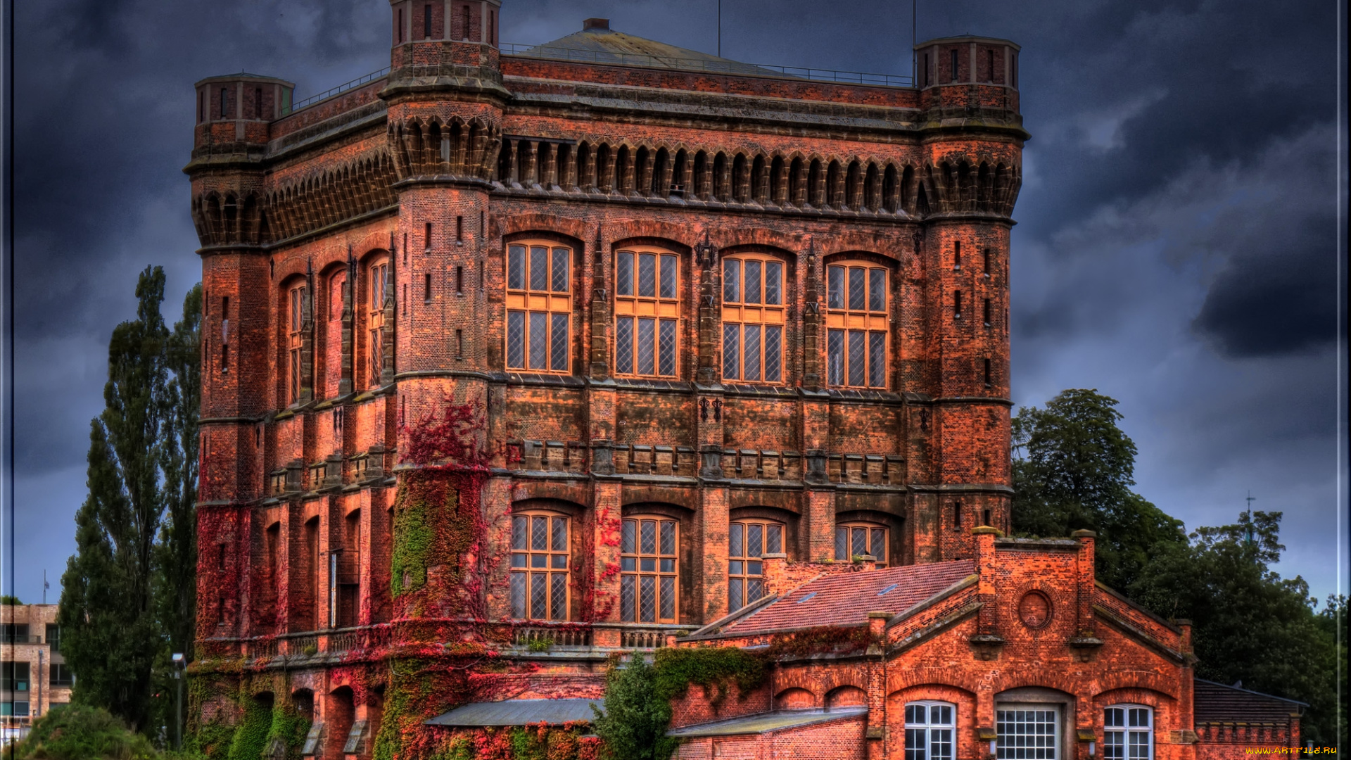 umgedrehte, kommode, wasserturm, bremen, города, здания, дома, здание, кирпичное