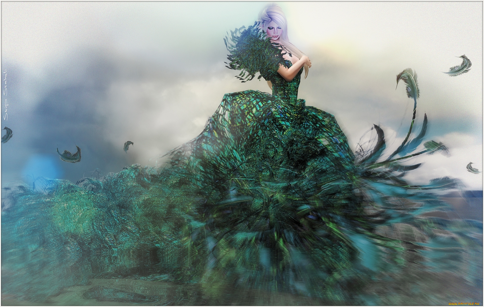 3д, графика, people, люди, платье