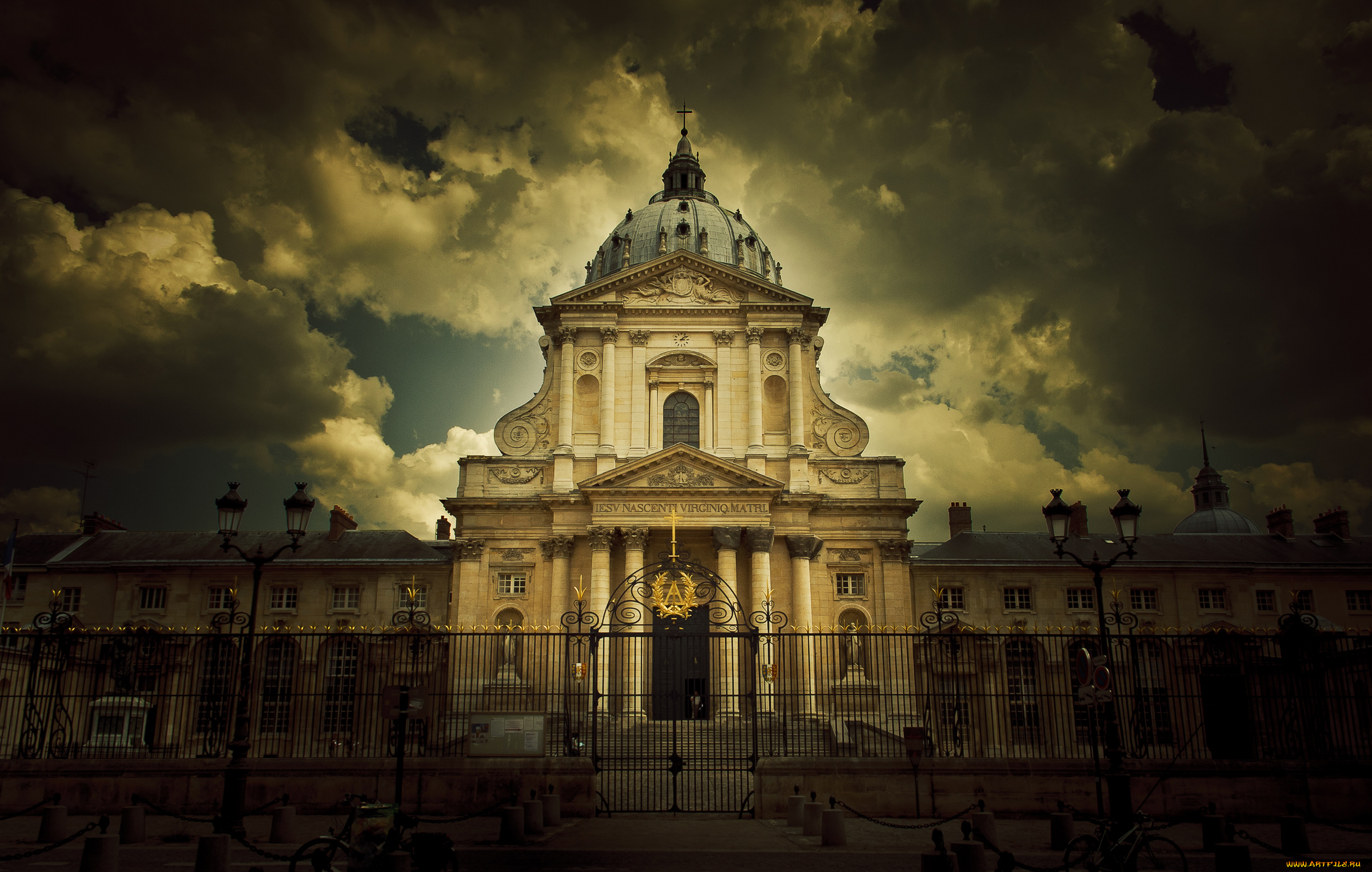 франция, иль, де, франс, париж, города, тучи, ограда, дворец