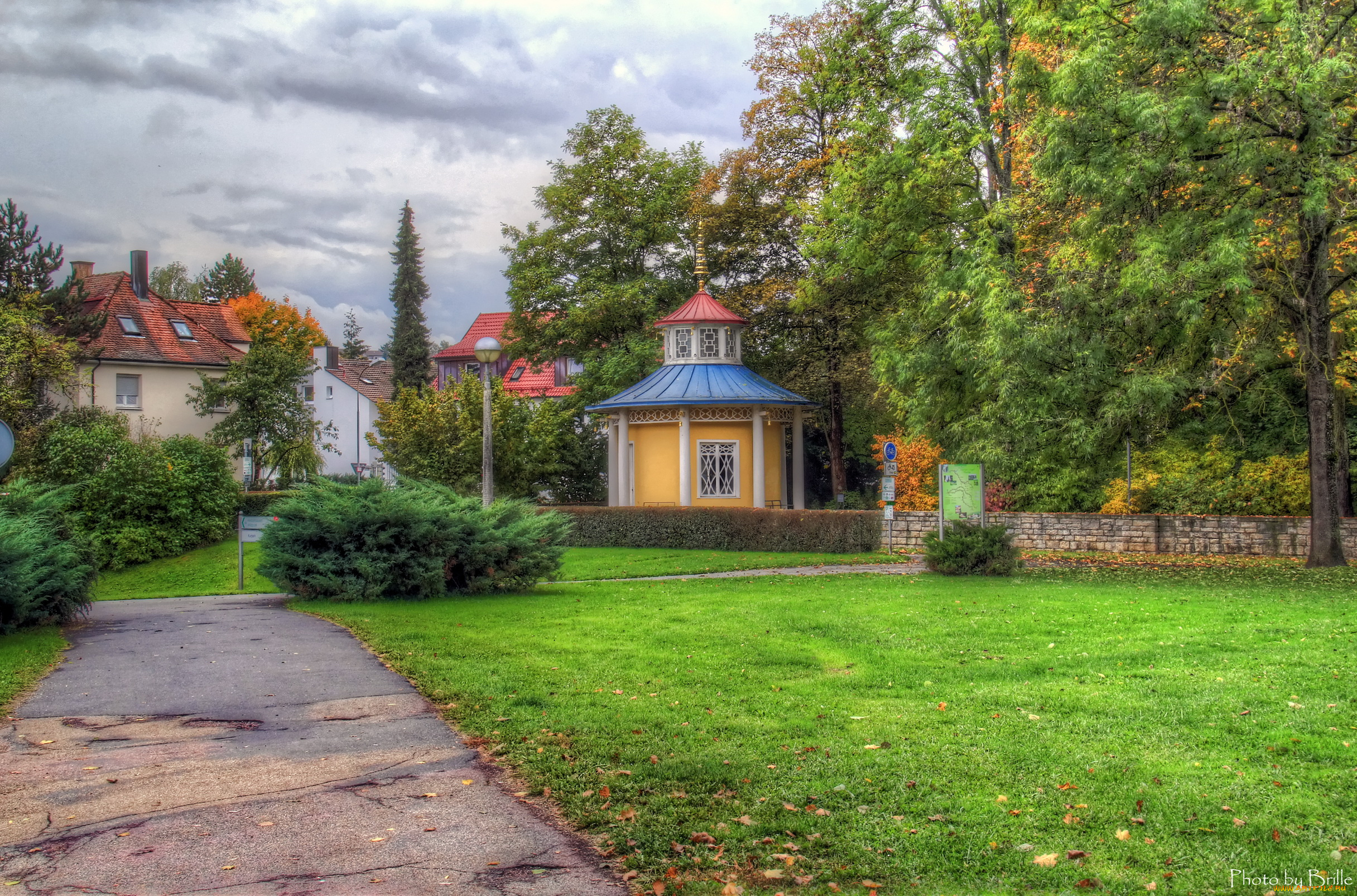 германия, бад, мергентхайм, города, улицы, площади, набережные, трава, дома, деревья, улица