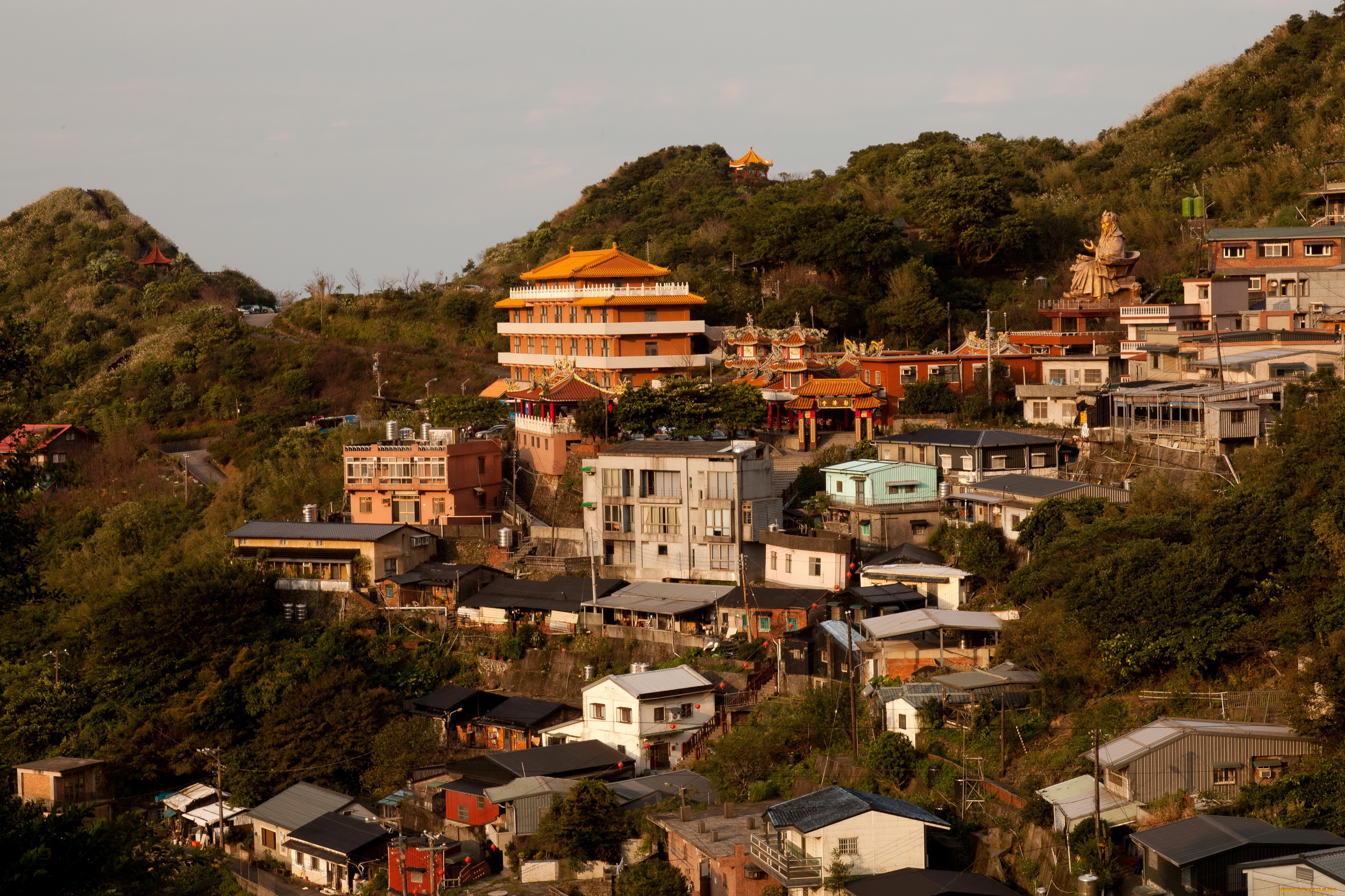 города, здания, дома, растения, taiwan, горы