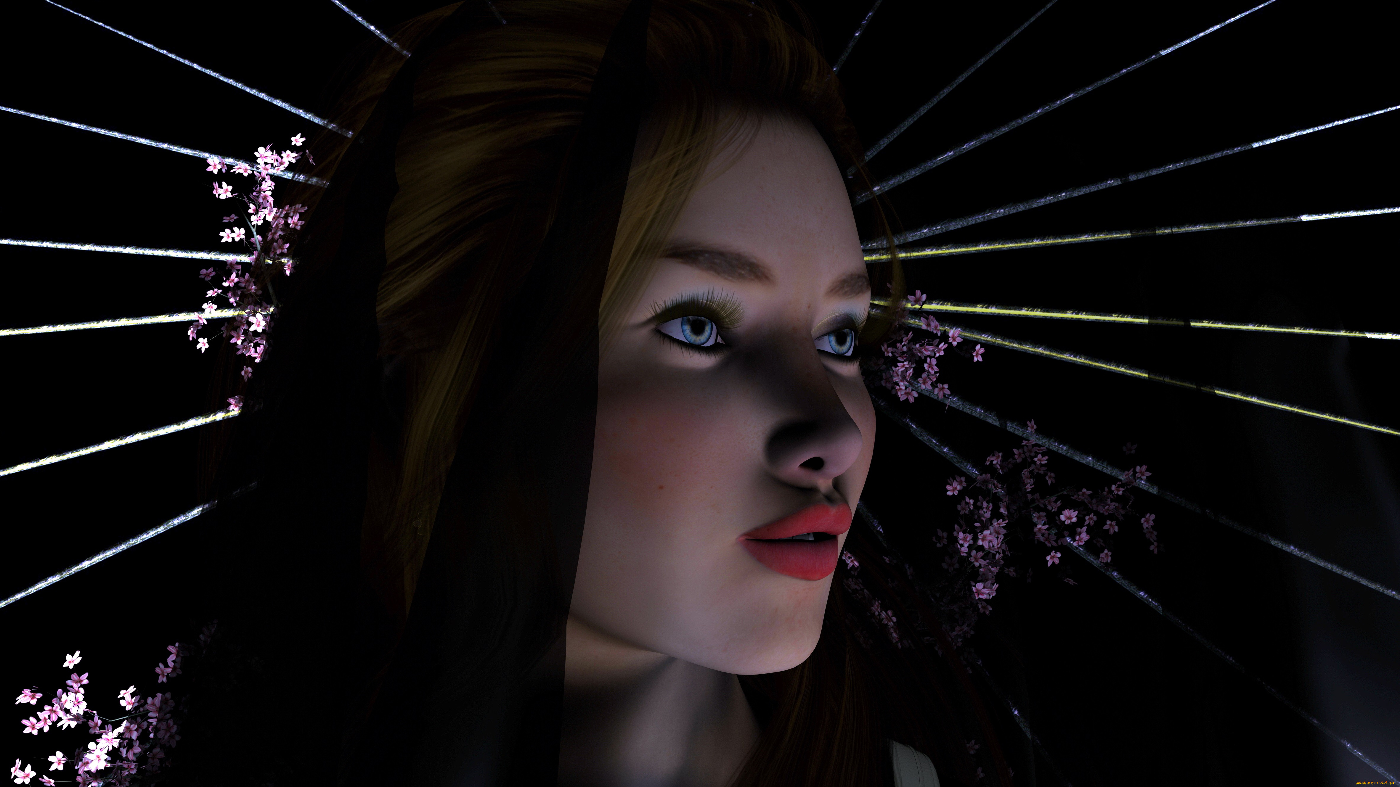3д, графика, portraits, портрет, девушка, лицо, сакура