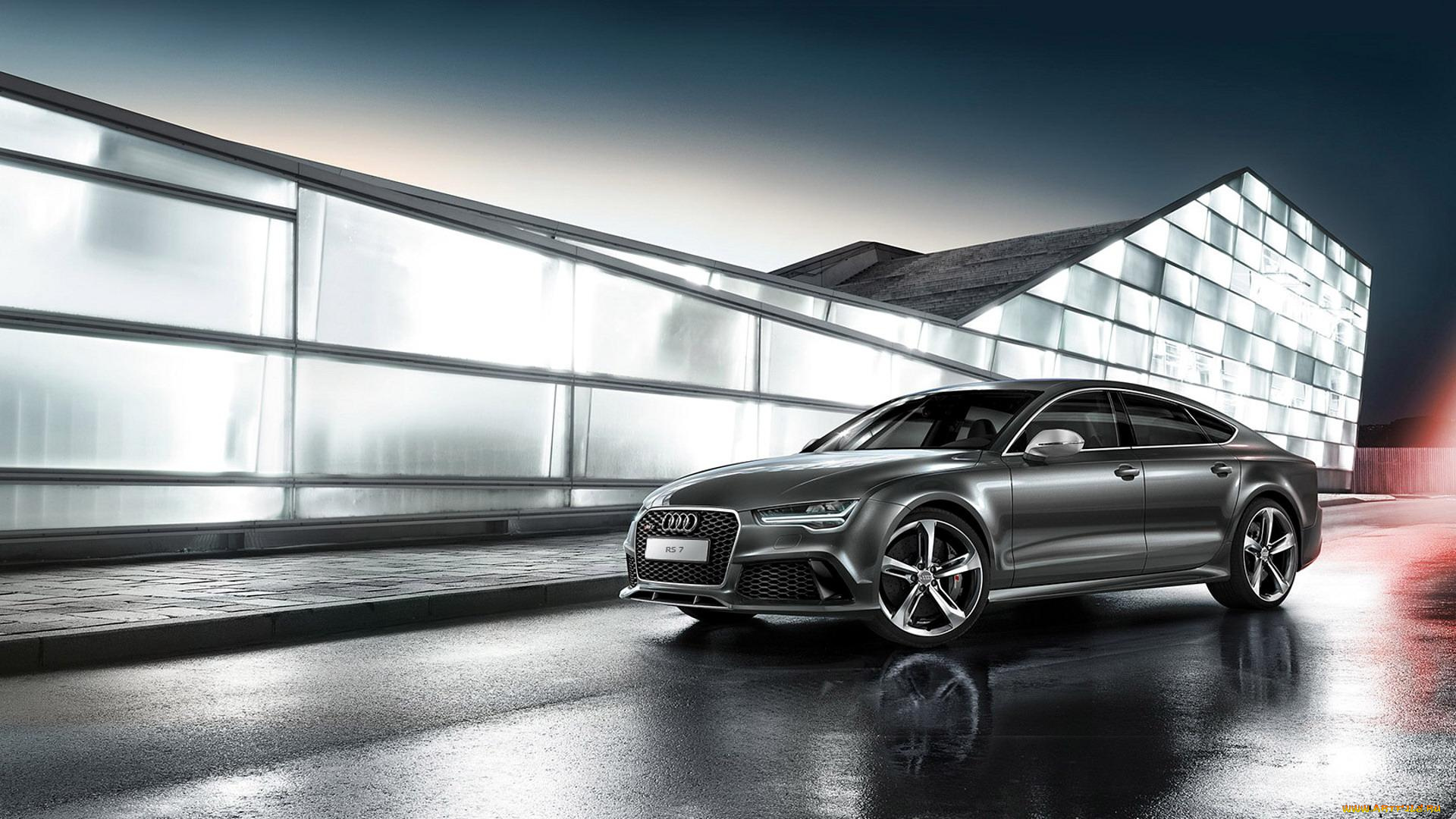 автомобили, audi, свет, здание, темный, rs7, ауди, дождь