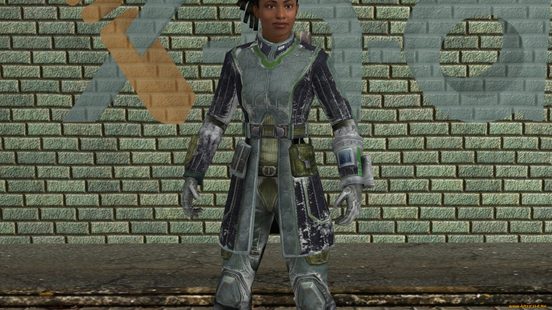 3д, графика, фантазия, , fantasy, девушка, стена, фон, взгляд