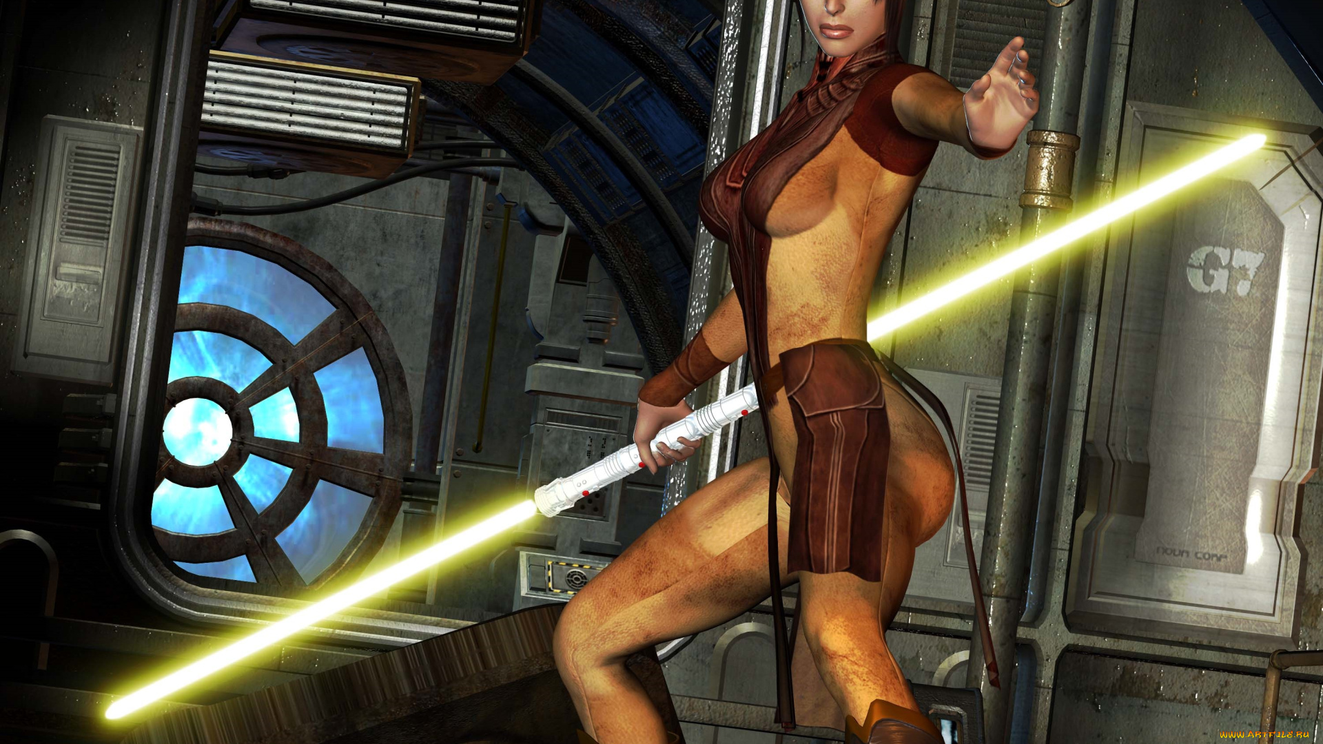 3д, графика, фантазия, , fantasy, девушка, взгляд, фон, оружие