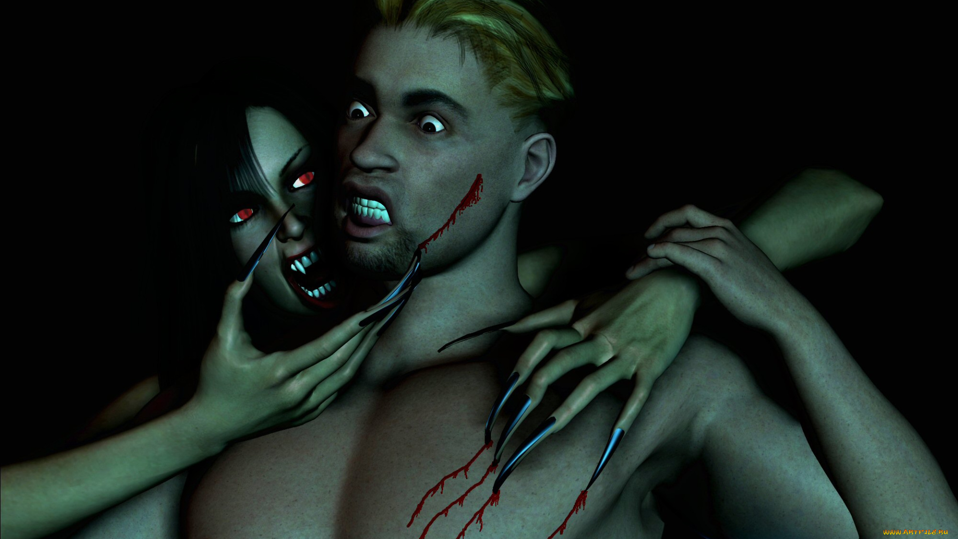 3д, графика, существа, , creatures, мужчина, взгляд, фон, вампир