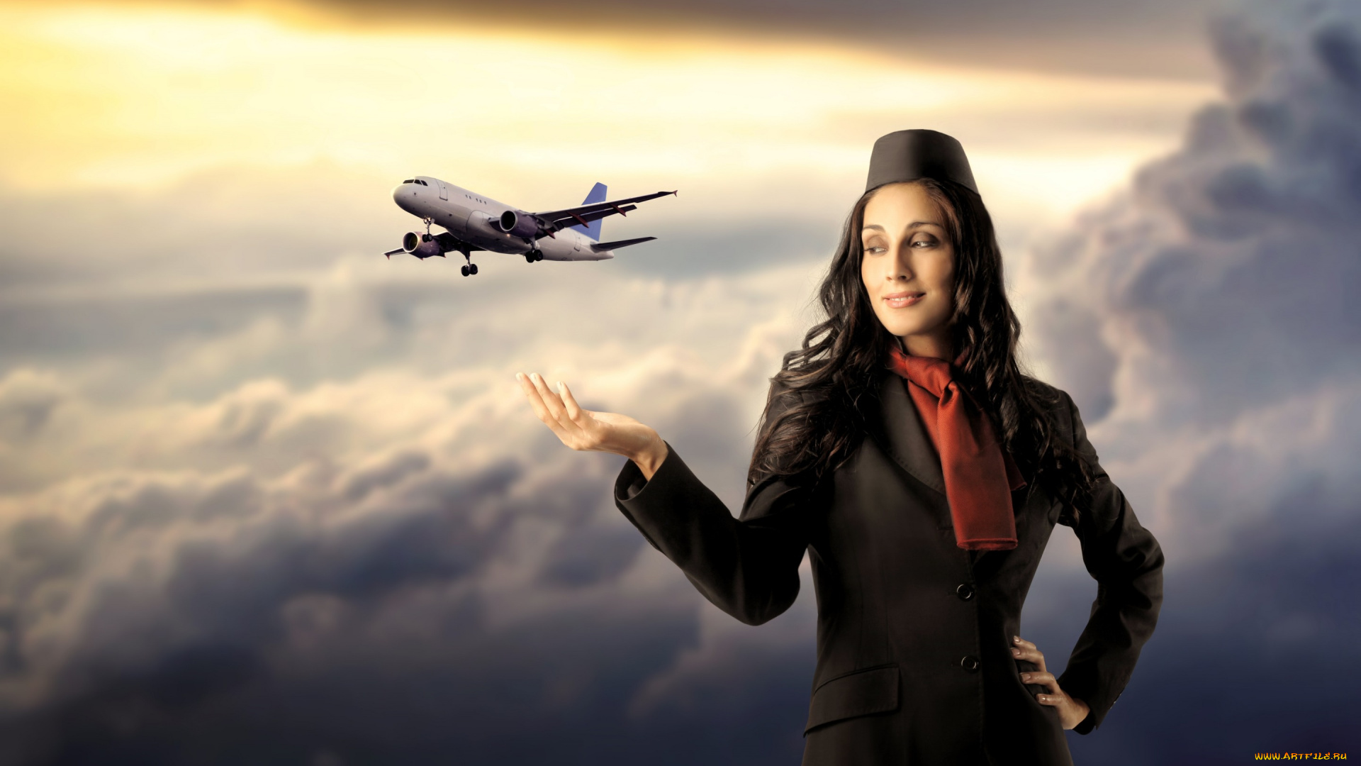 авиация, 3д, рисованые, v-graphic, небо