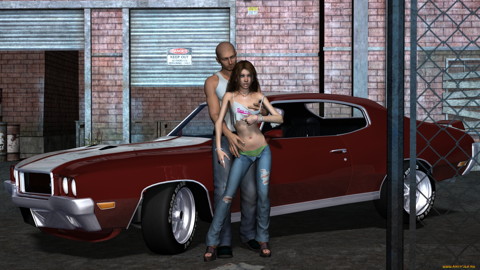 автомобили, 3d, car&girl, автомобиль, взгляд, девушка, мужчина, фон