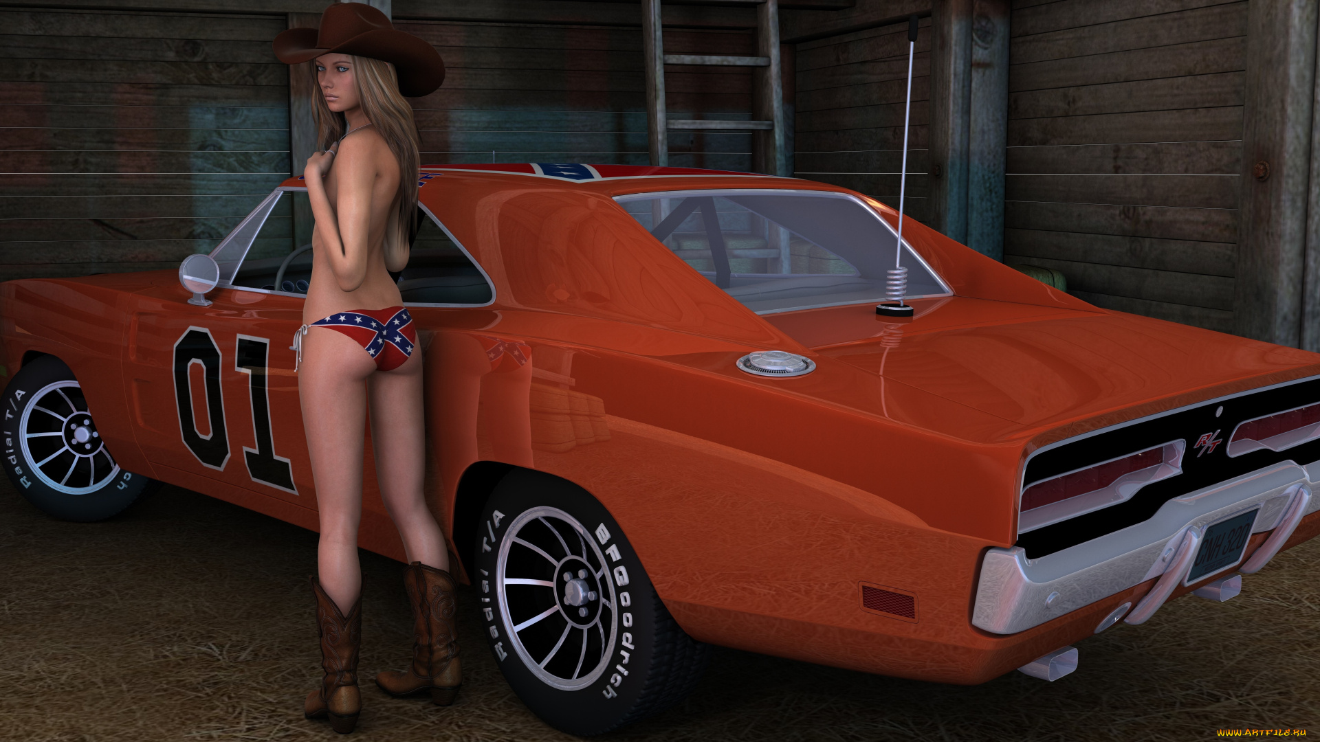 автомобили, 3d, car&girl, фон, автомобиль, девушка, взгляд