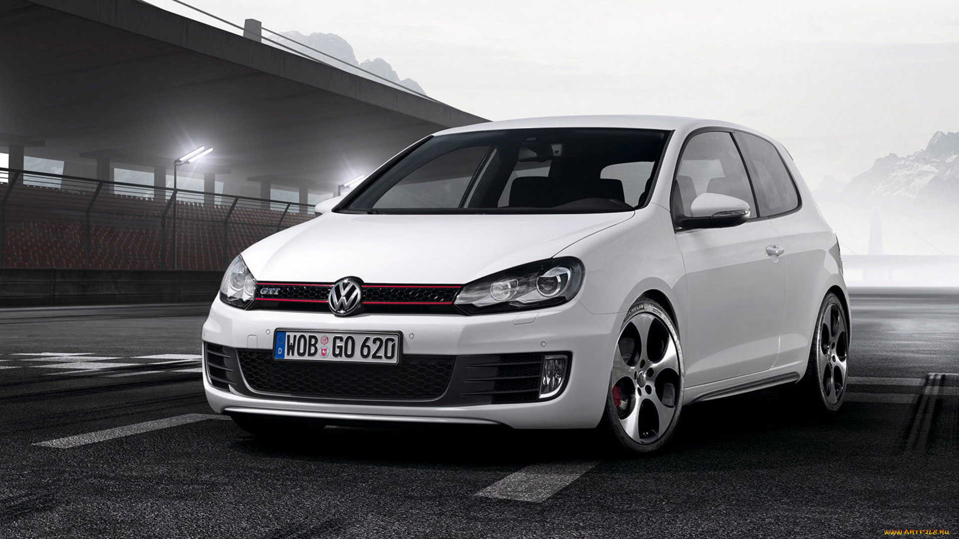 автомобили, volkswagen, стадион, белый, gti, golf, гольф, фольцваген