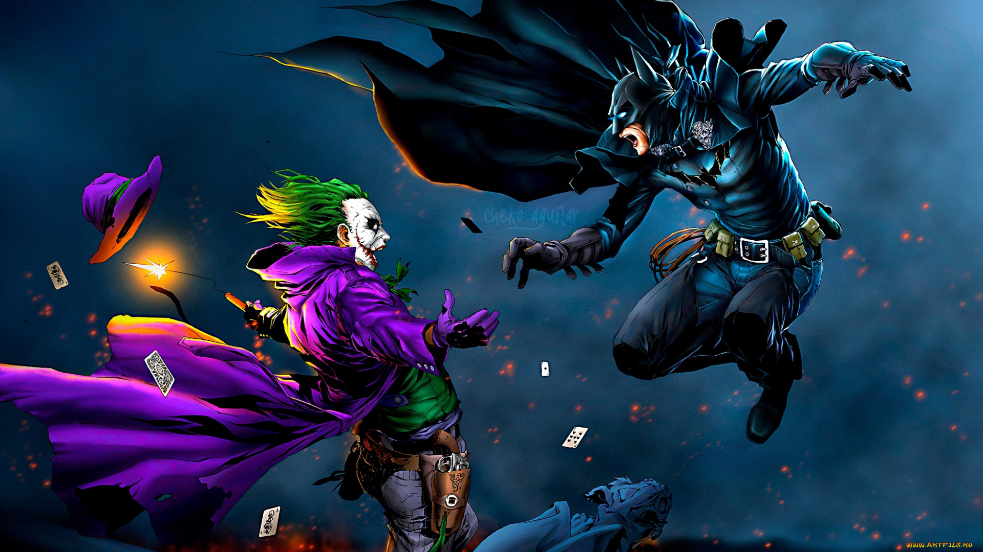 рисованное, комиксы, арт, джокер, бетмен