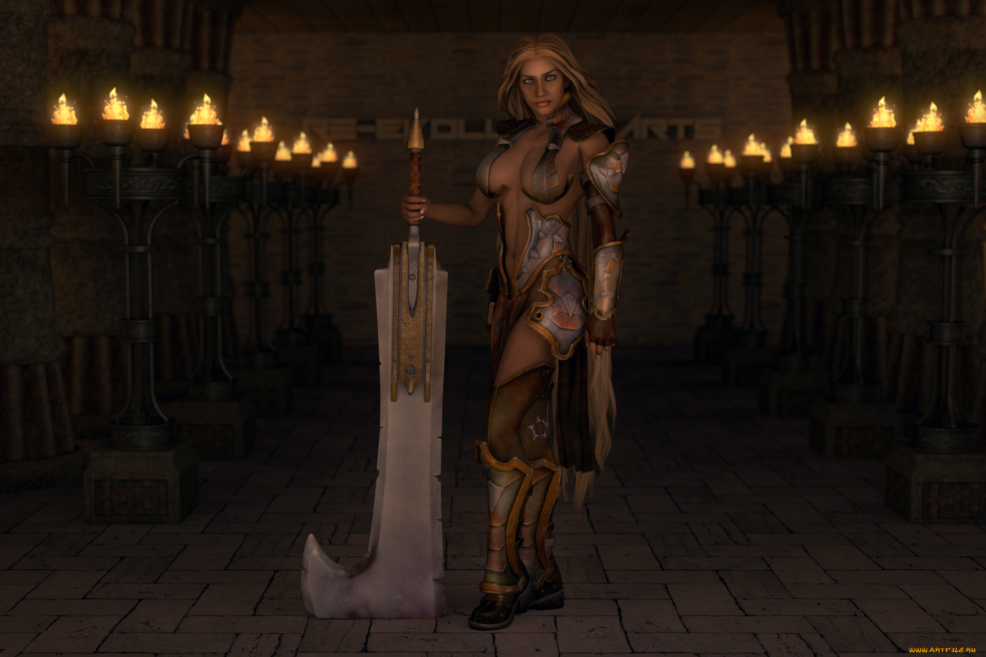 3д, графика, амазонки, , amazon, девушка, оружие, фон, взгляд