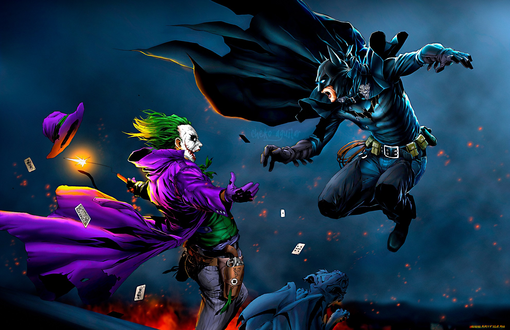 рисованное, комиксы, арт, джокер, бетмен