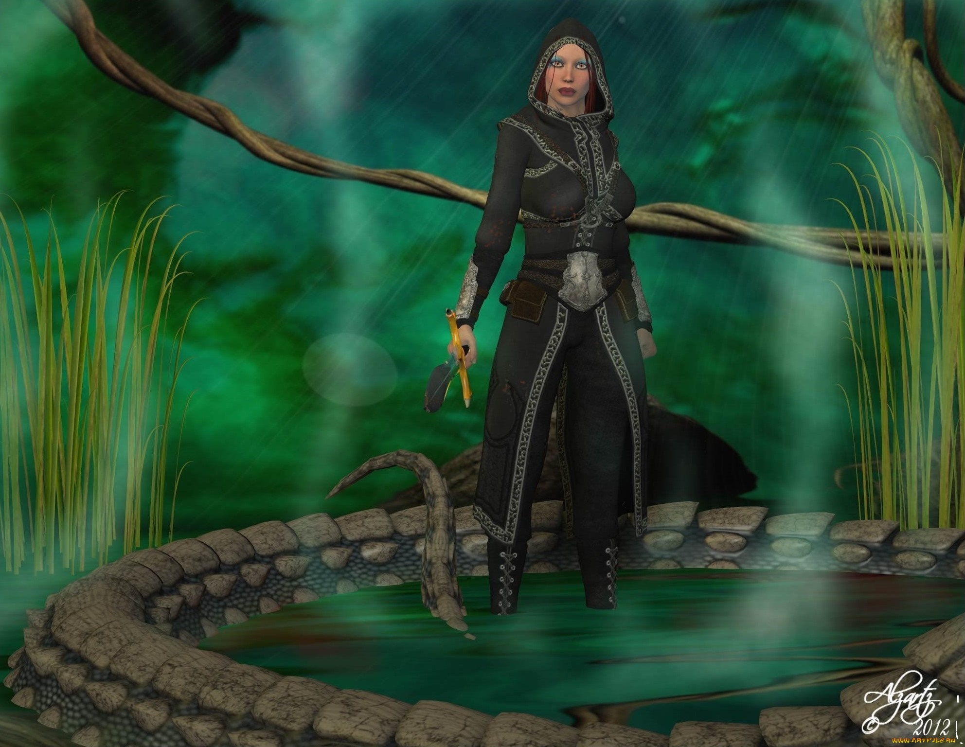 3д, графика, фантазия, , fantasy, девушка, взгляд, фон