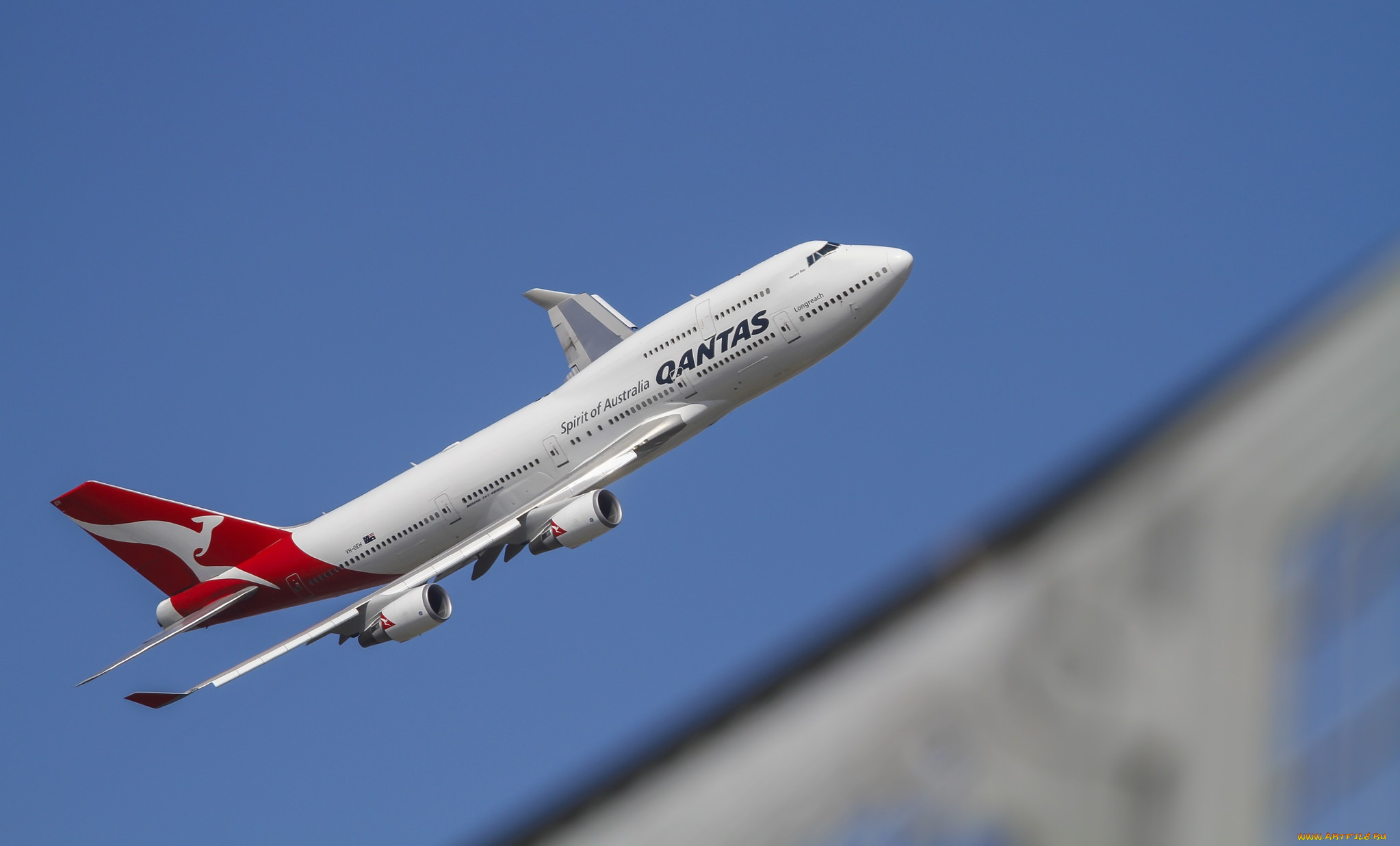qantas, 747, авиация, пассажирские, самолёты, полет, авиалайнер