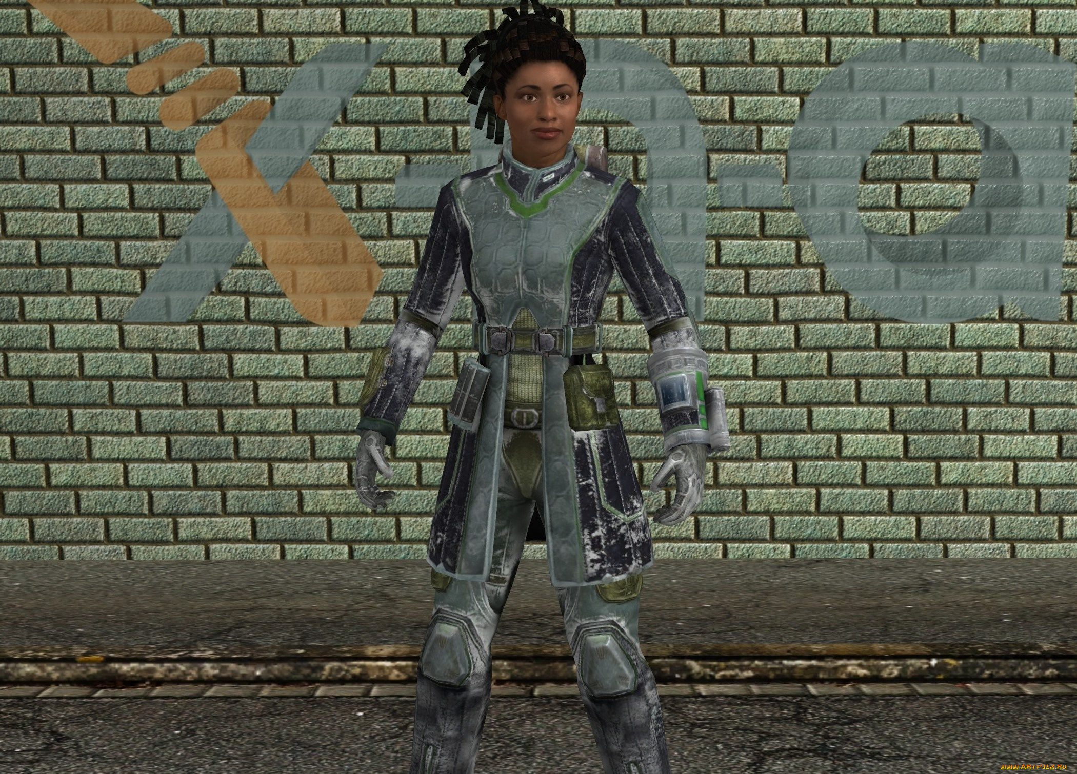 3д, графика, фантазия, , fantasy, девушка, стена, фон, взгляд