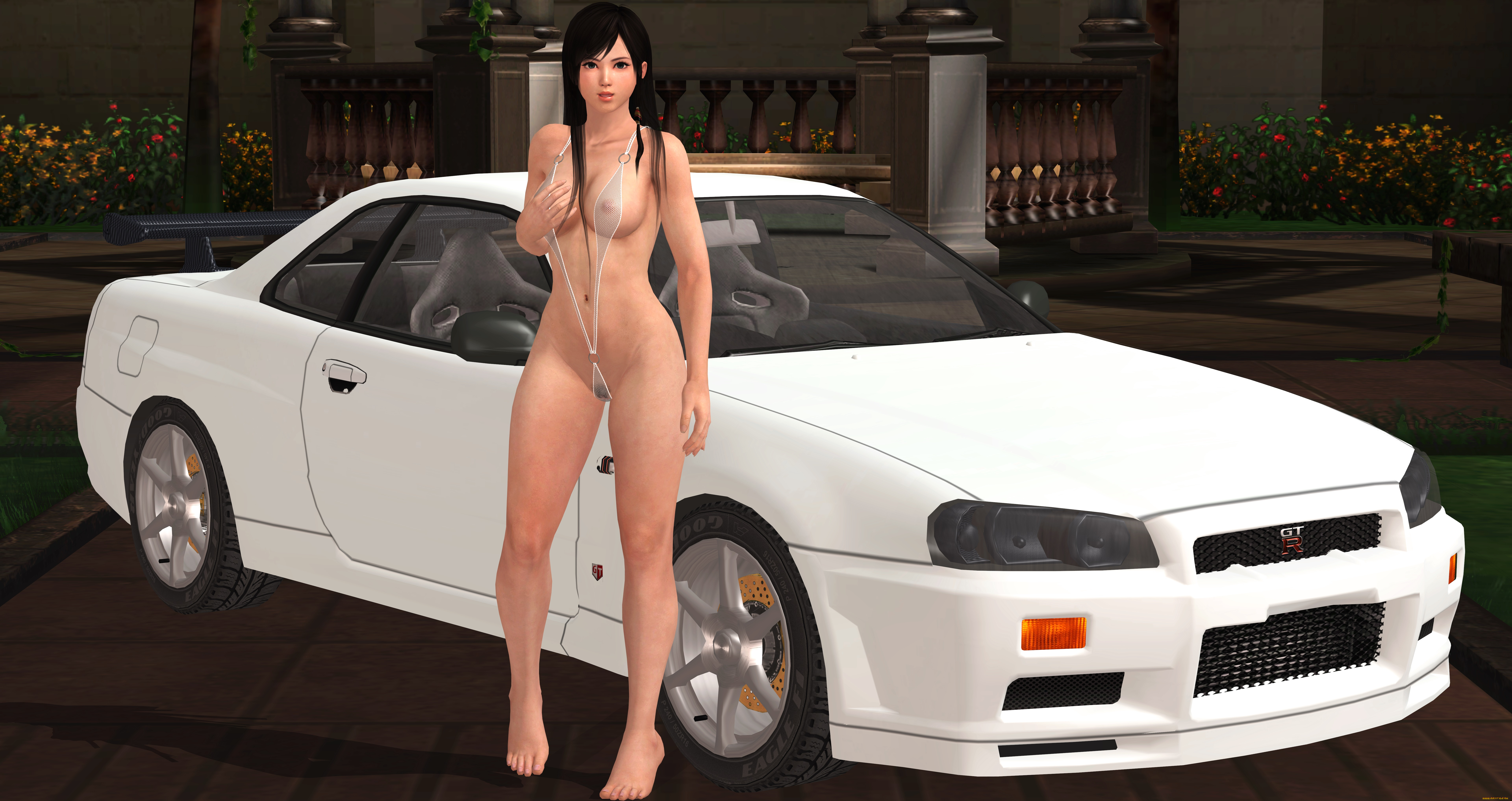 автомобили, 3d, car&girl, девушка, взгляд, фон, автомобиль