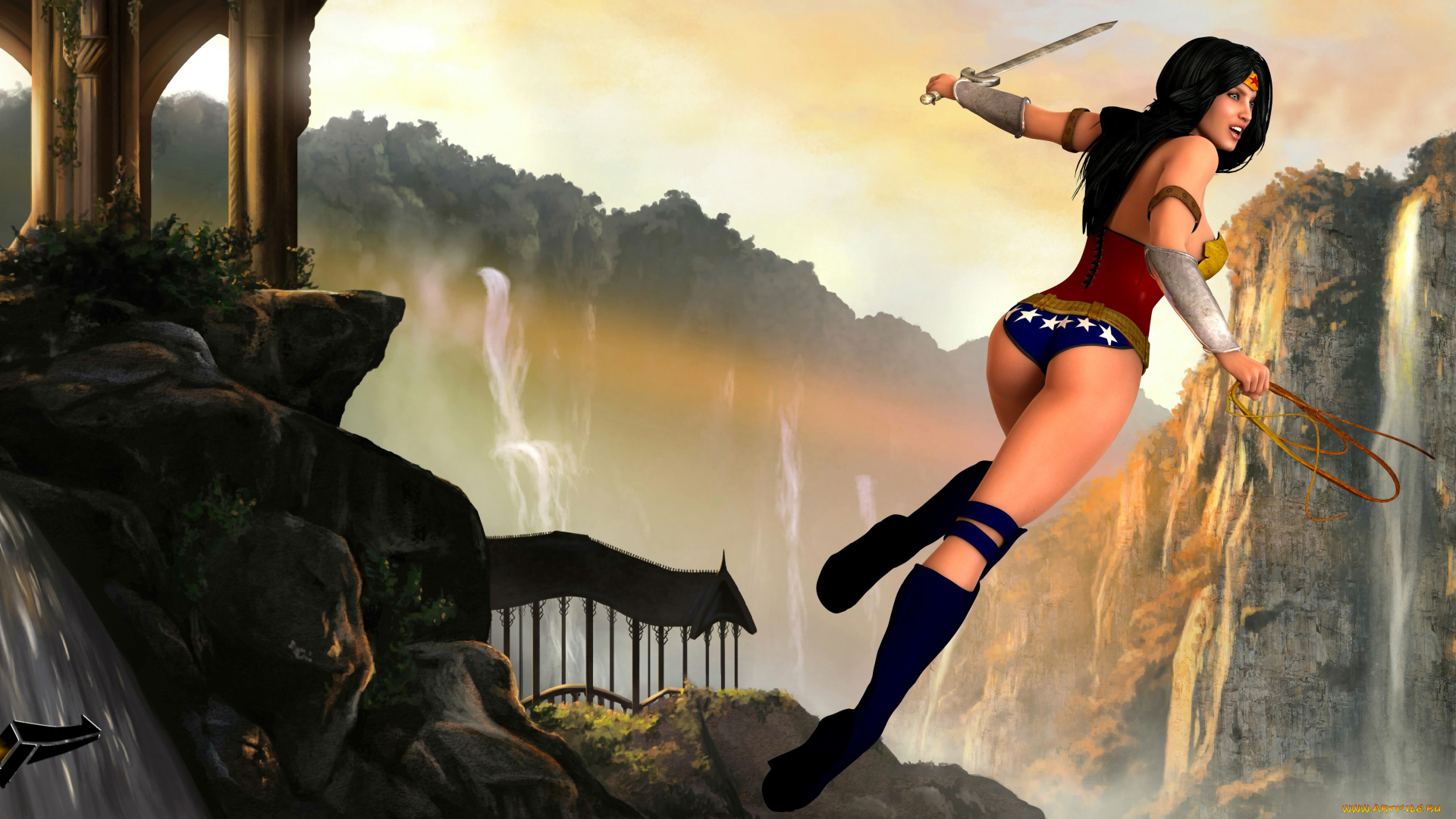 3д, графика, фантазия, , fantasy, взгляд, фон, девушка