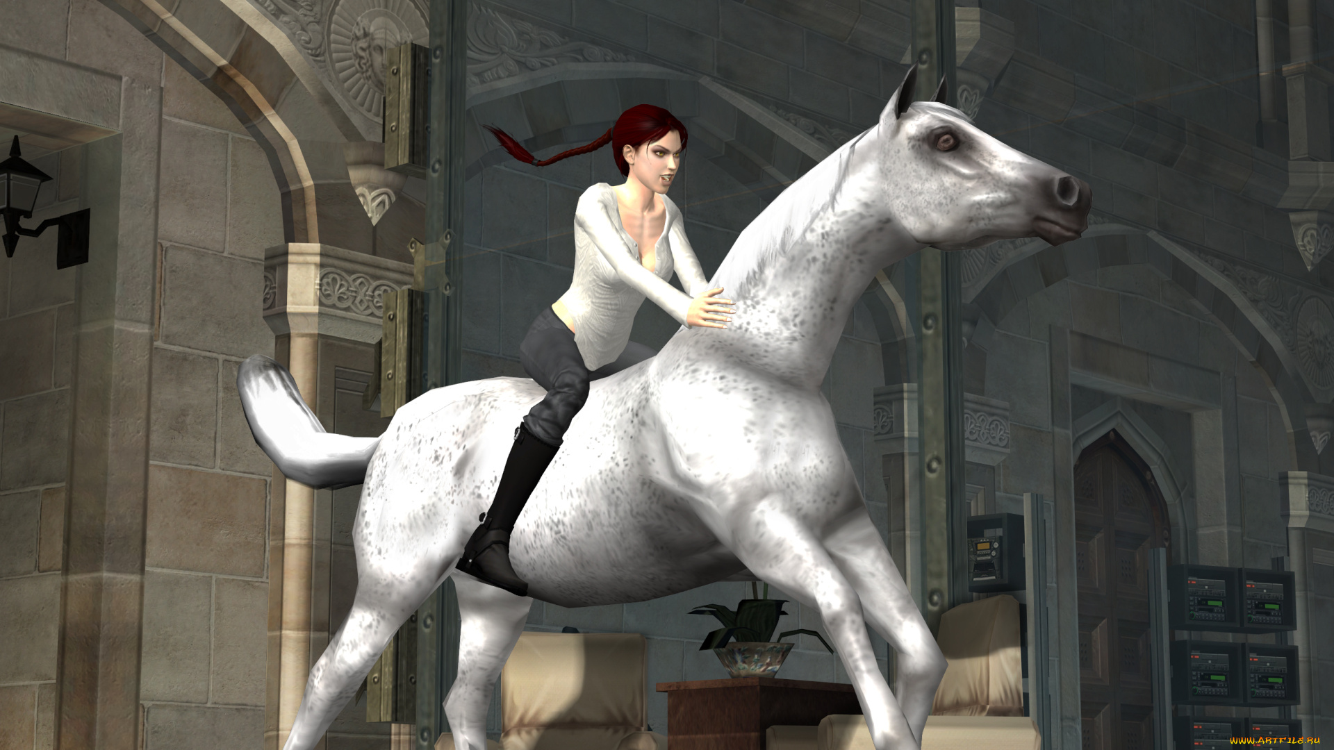 3д, графика, люди, , people, девушка, взгляд, фон, лошадь