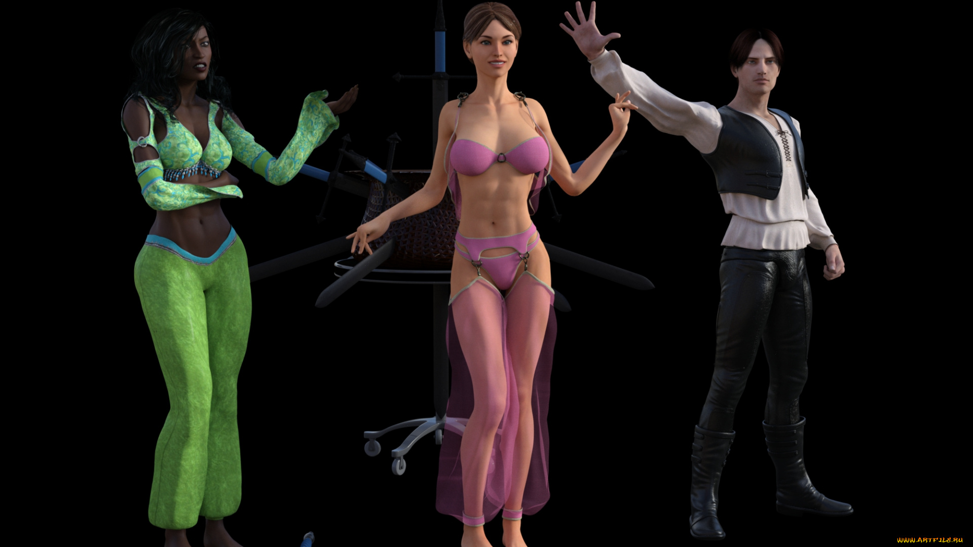 3д, графика, люди, , people, иллюзионисты, фон, девушки, взгляд