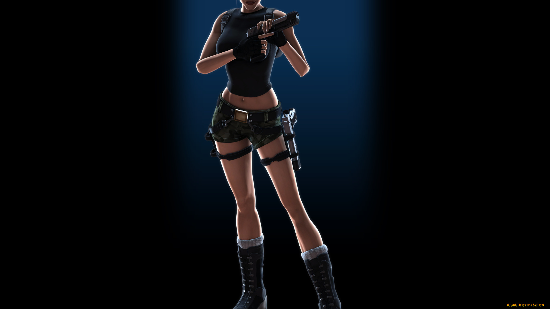 3д, графика, люди, , people, пистолет, взгляд, фон, девушка