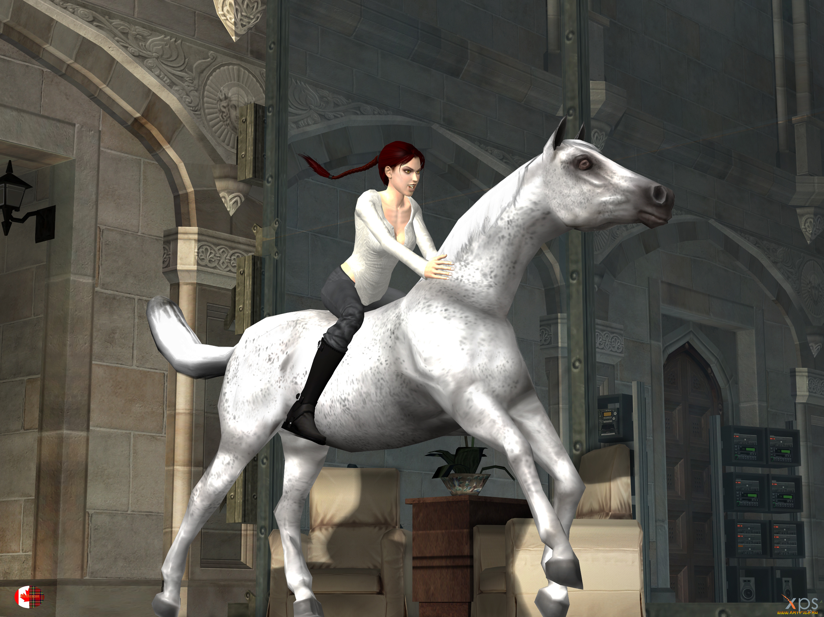 3д, графика, люди, , people, девушка, взгляд, фон, лошадь