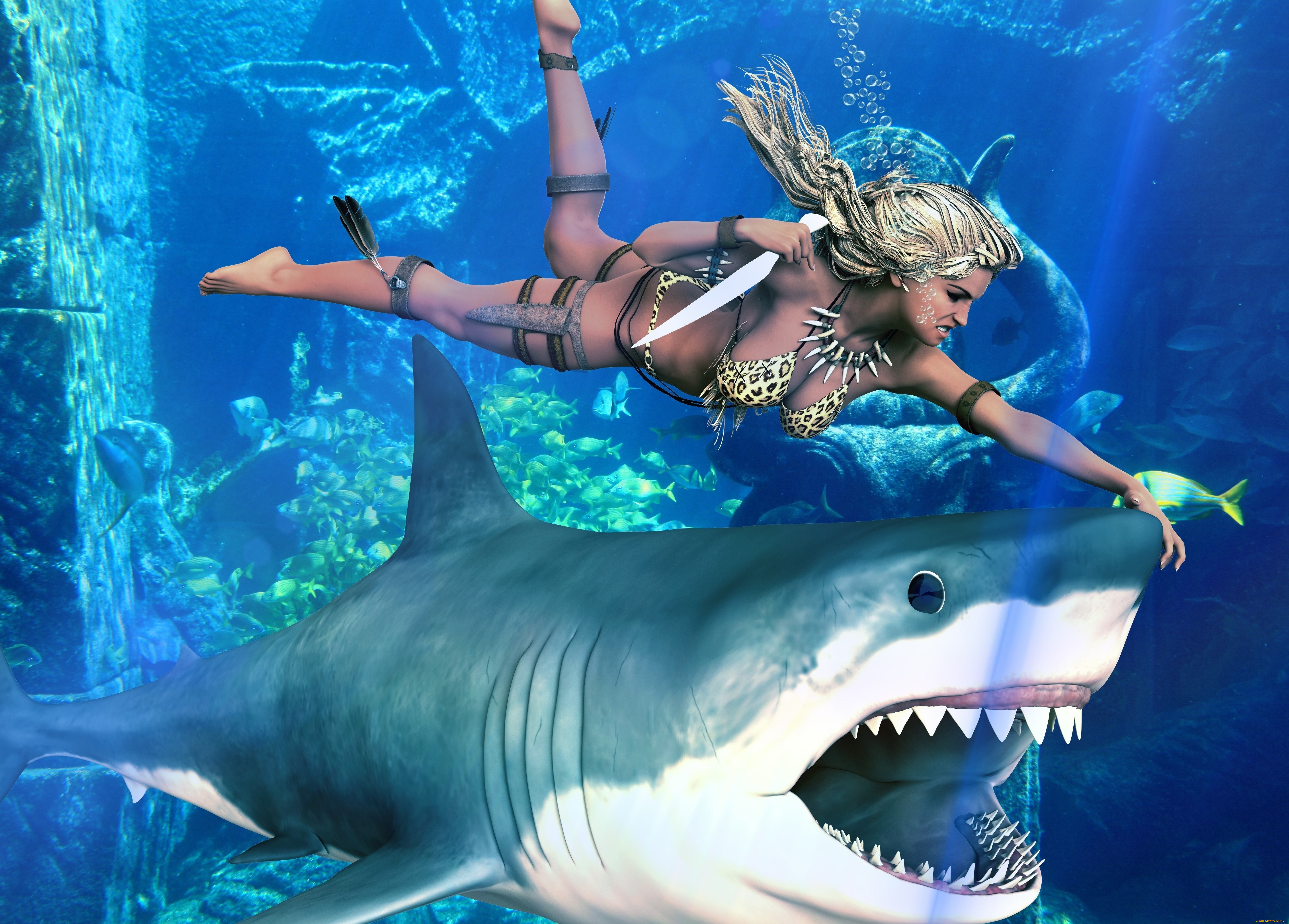 3д, графика, фантазия, , fantasy, фон, взгляд, девушка