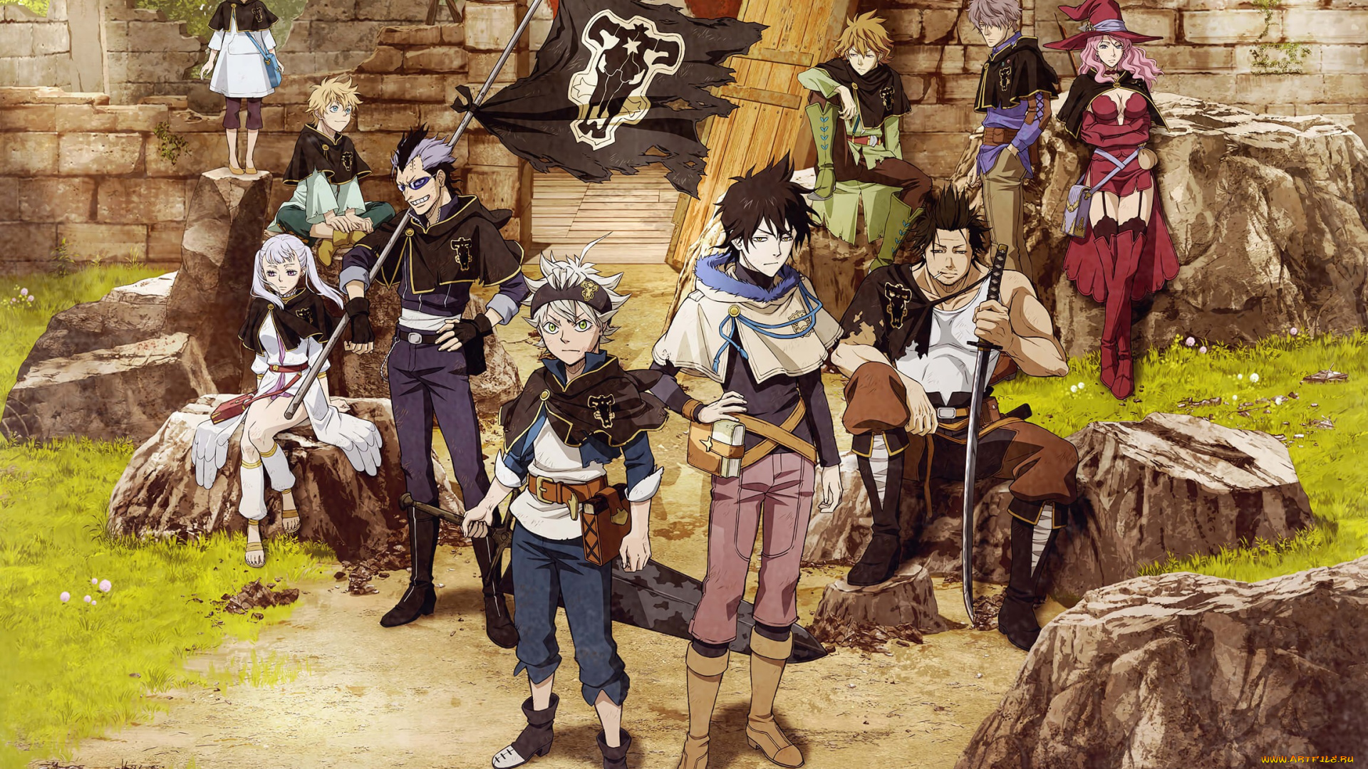 аниме, black, clover, asta, yuno, boy, japonese, flag, manga, madoshi, mahou, anime, black, clover