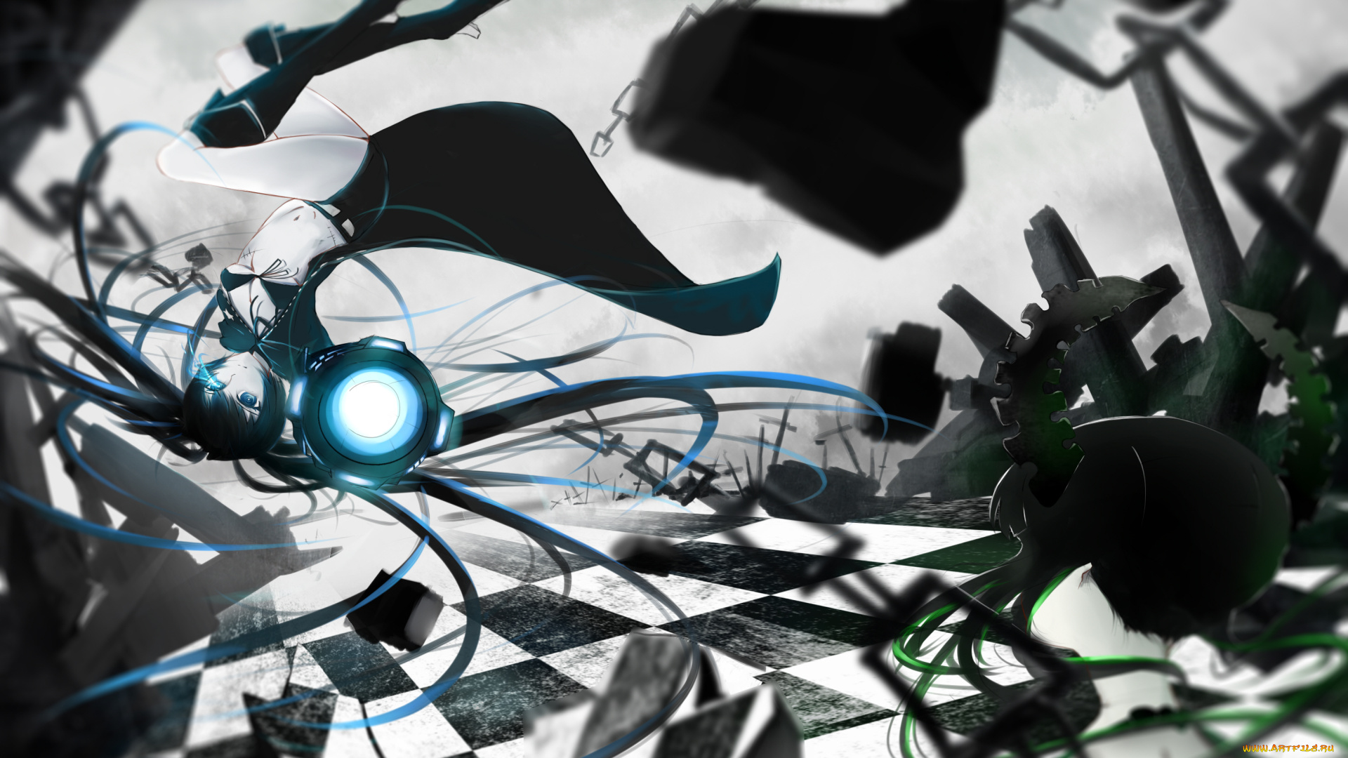 аниме, black, rock, shooter, девушка