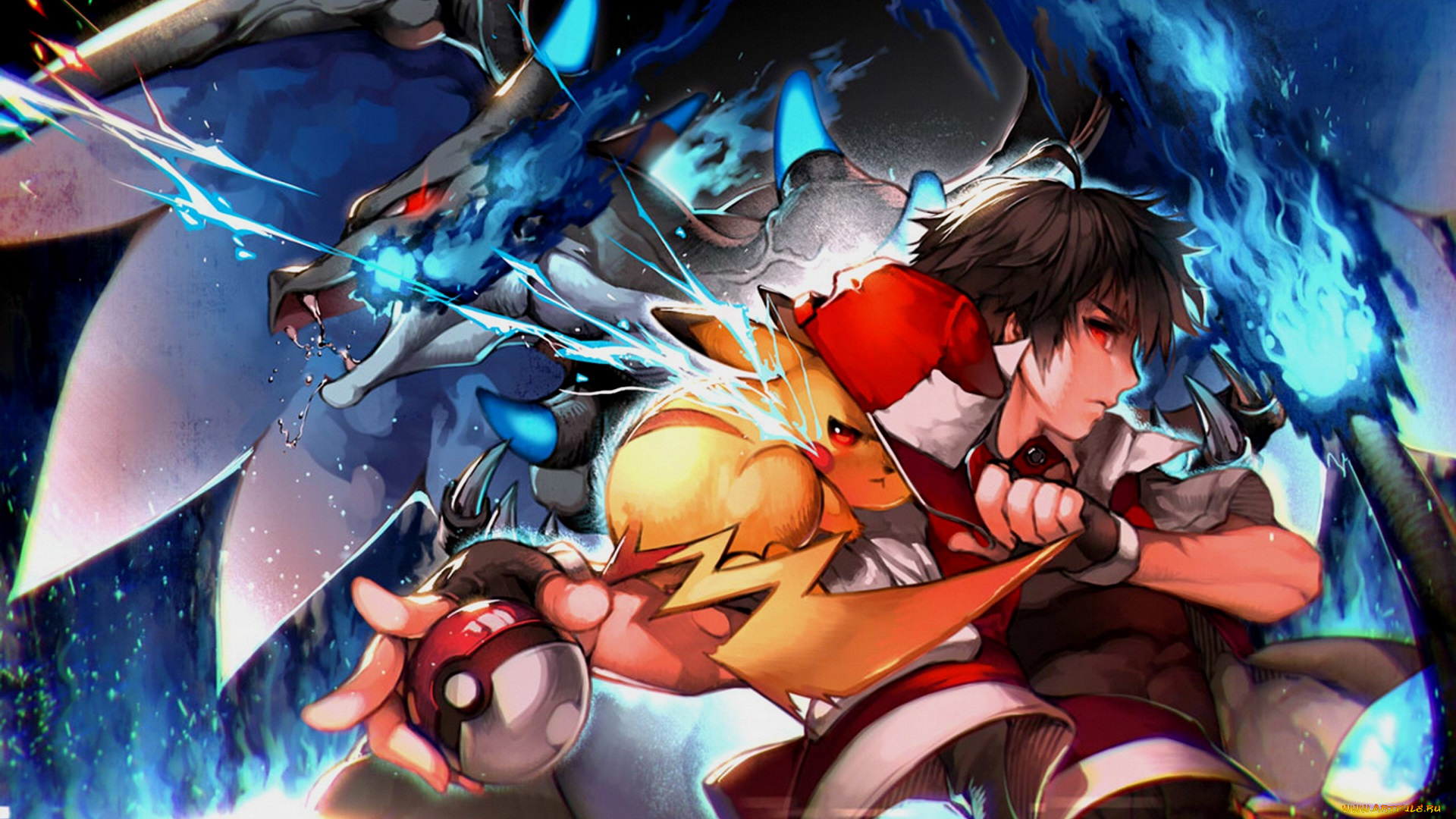 аниме, pokemon, пикачу, эш