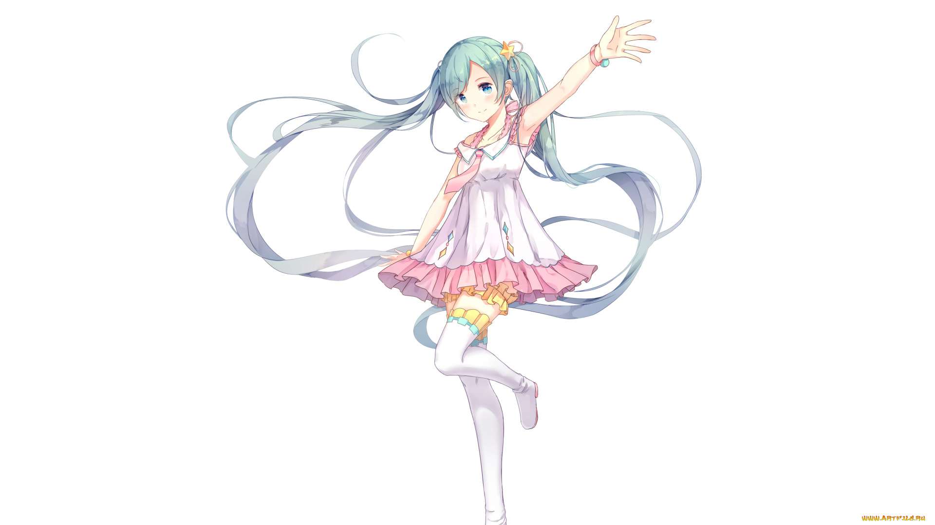 аниме, vocaloid, девушка, взгляд, фон