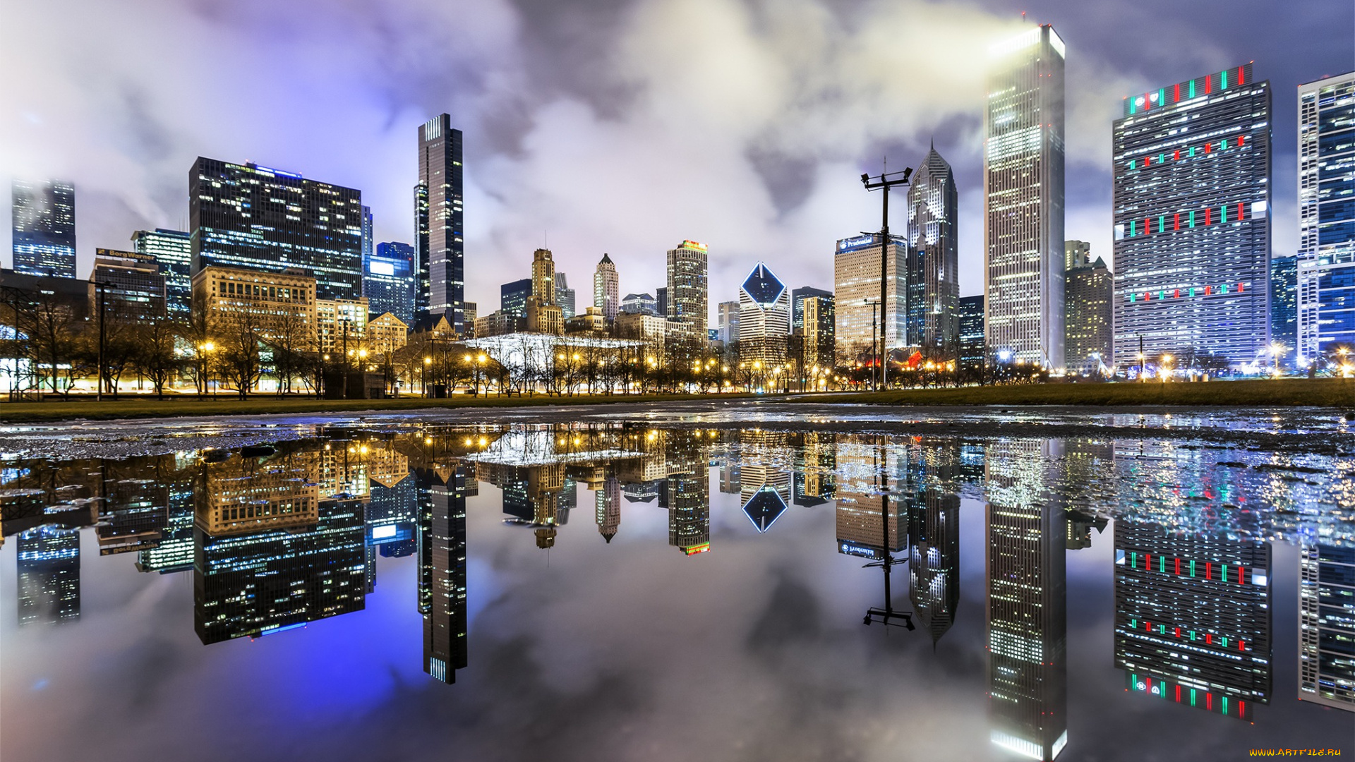 города, Чикаго, , сша, chicago, city, night, millennium, park, чикаго, миллениум, парк