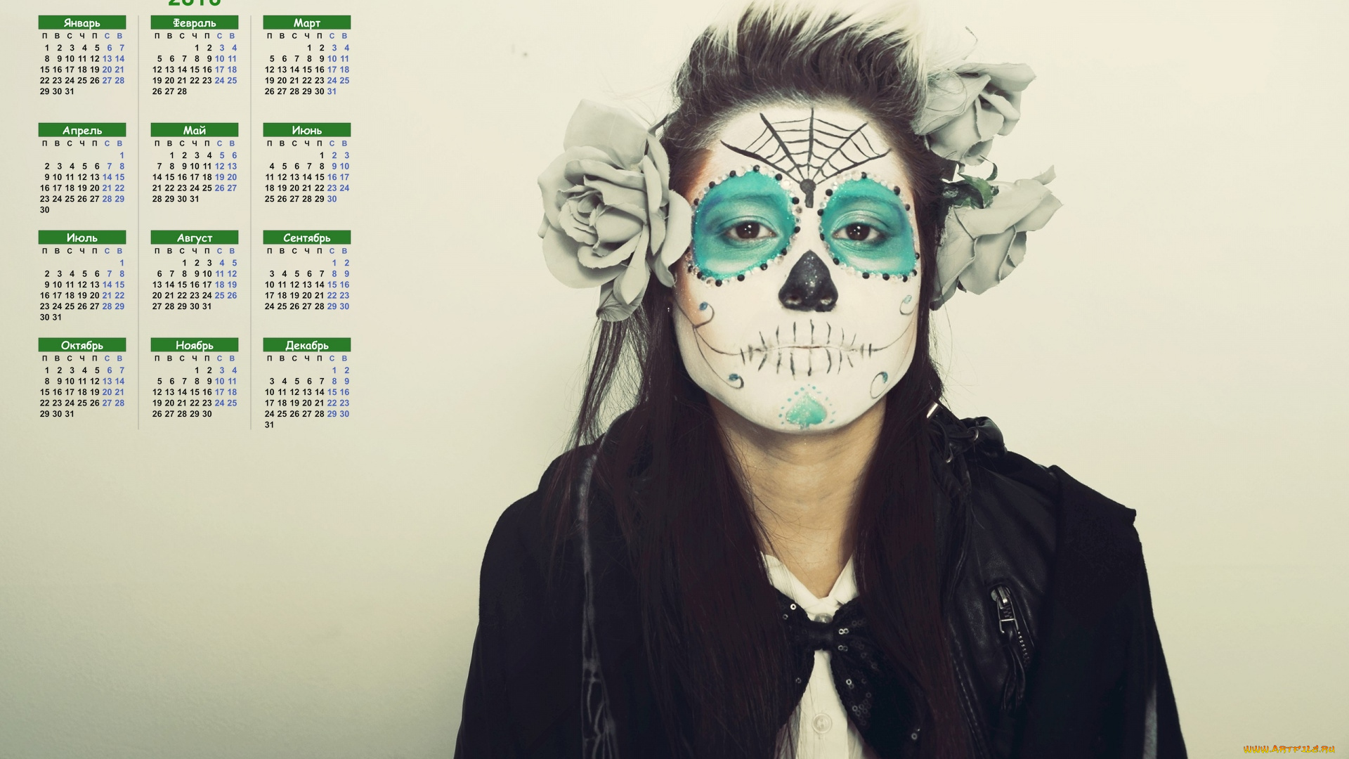 календари, девушки, лицо, грим