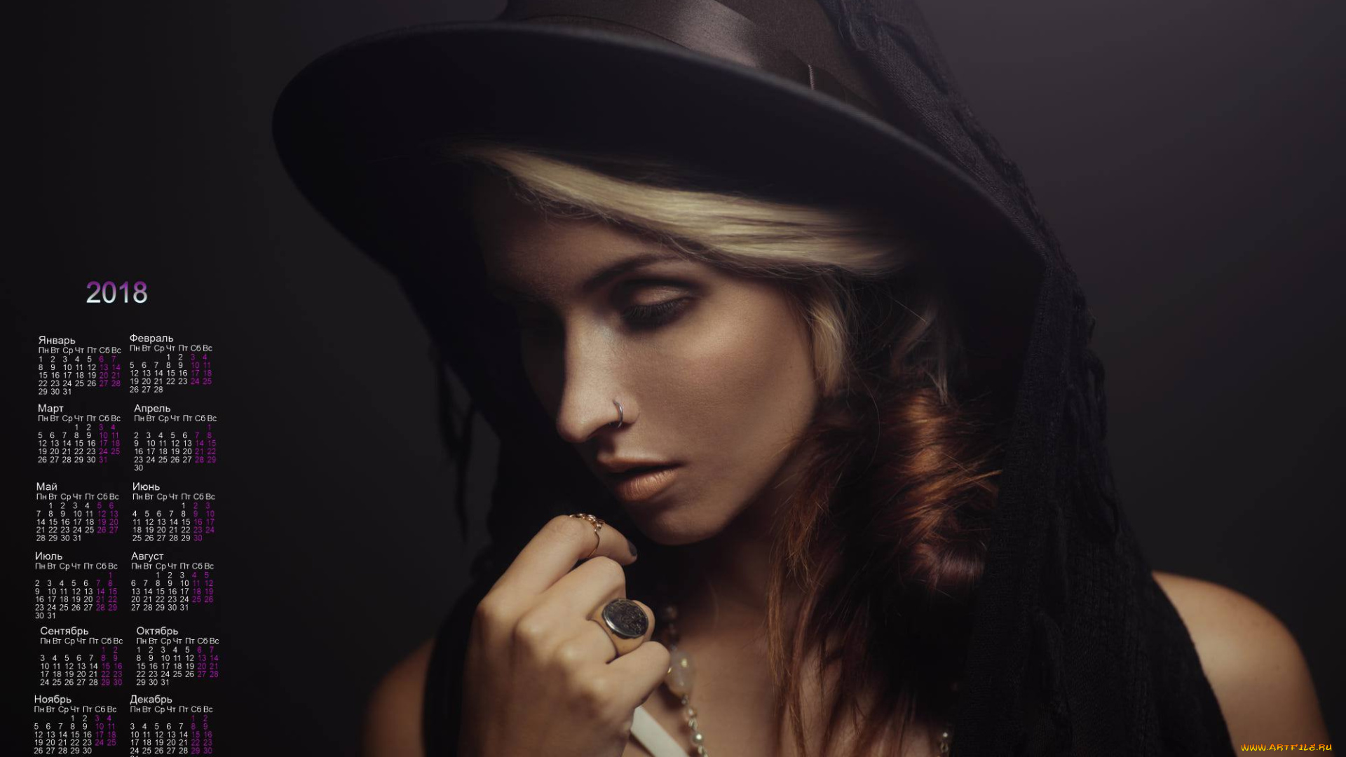 календари, девушки, украшения, шляпа
