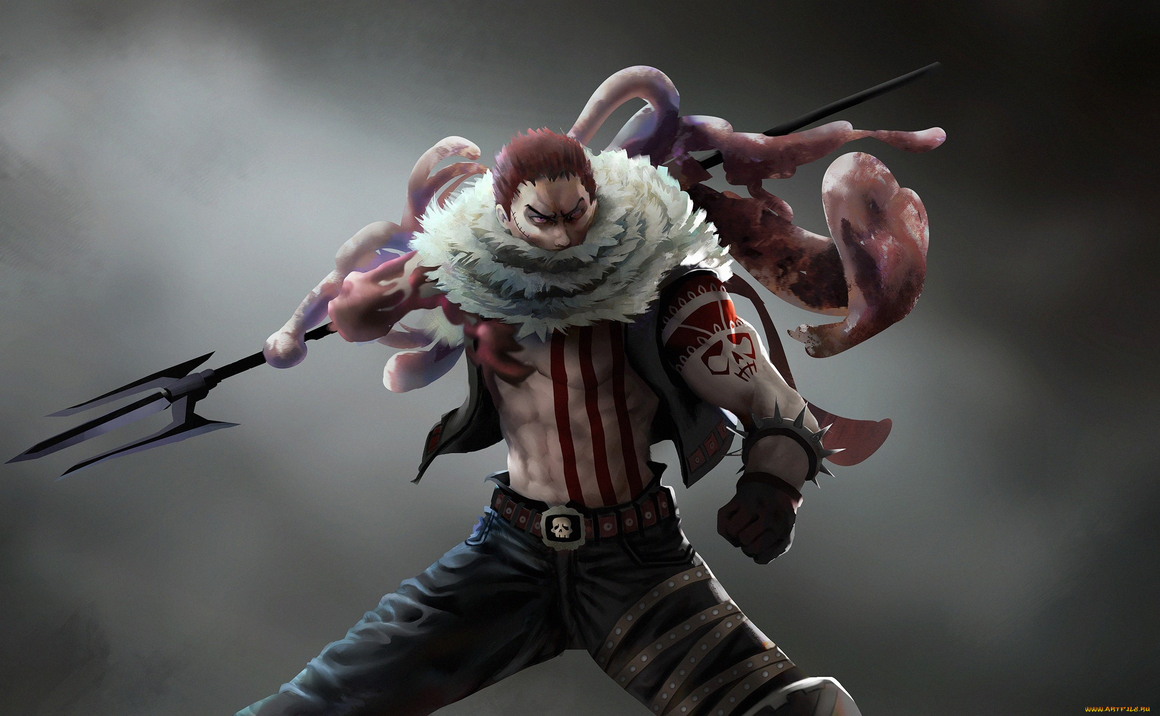 аниме, one, piece, evil, strong, man, tatoo, by, xraypr, weapon, kaizoku, manga, charlotte, katakuri, powerful, one, piece, anime, pirate, akuma, no, mi, game