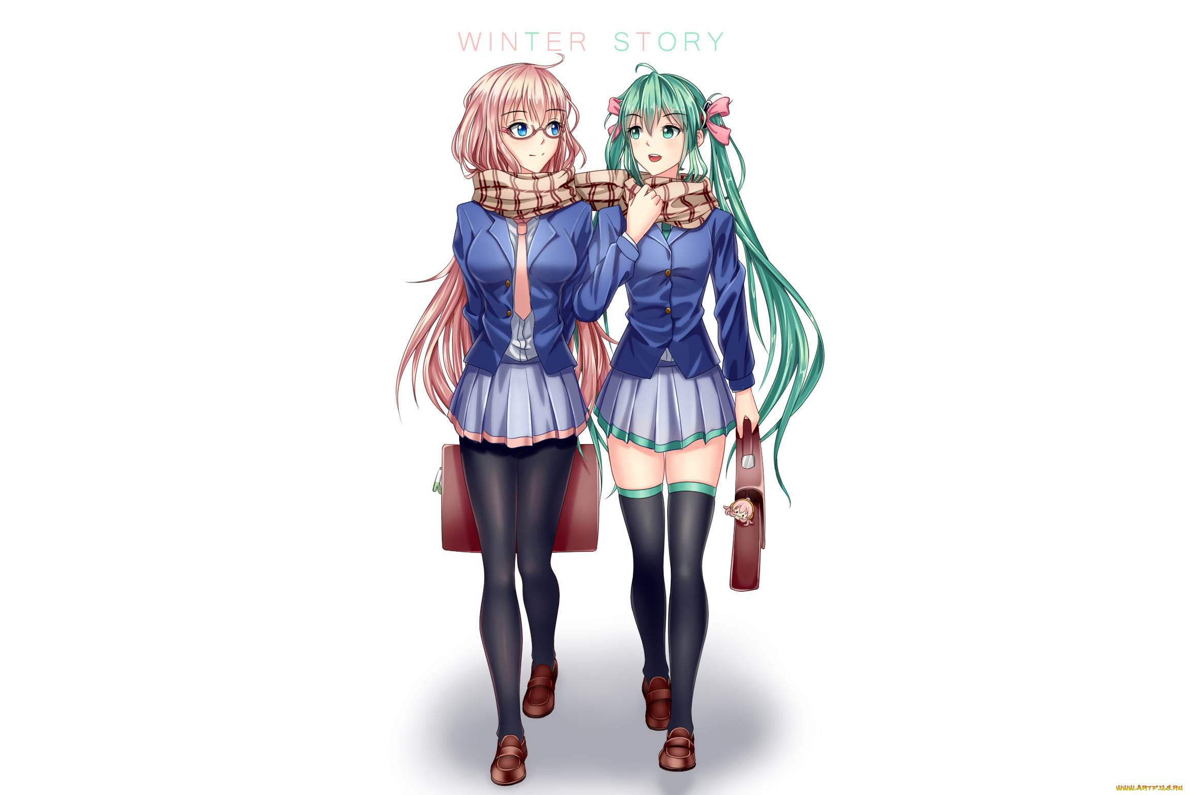 аниме, vocaloid, девушки, взгляд, фон